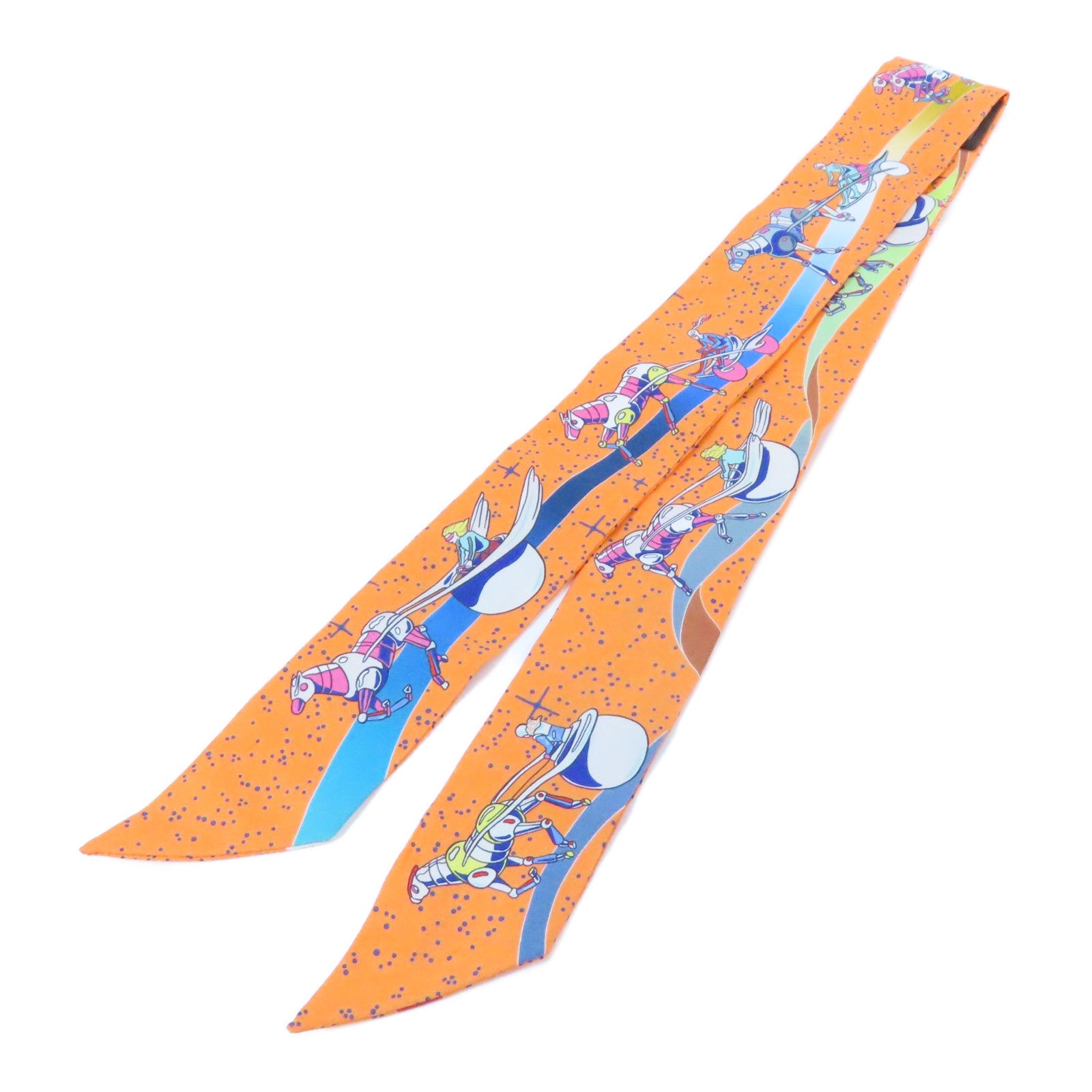 HERMES 【激減優惠】絲質Twilly Scarf絲巾橙色