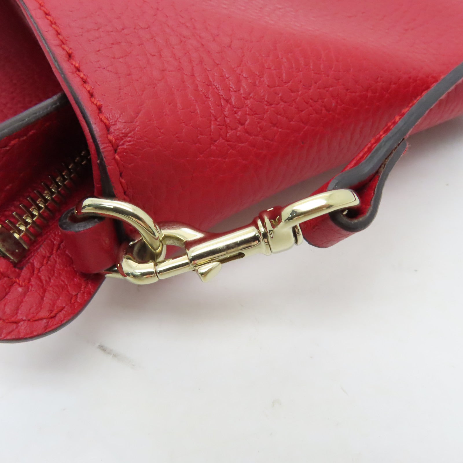 GUCCI 【清倉大減價】牛皮皮革2 Way Shoulder金扣手挽肩背兩用袋紅色