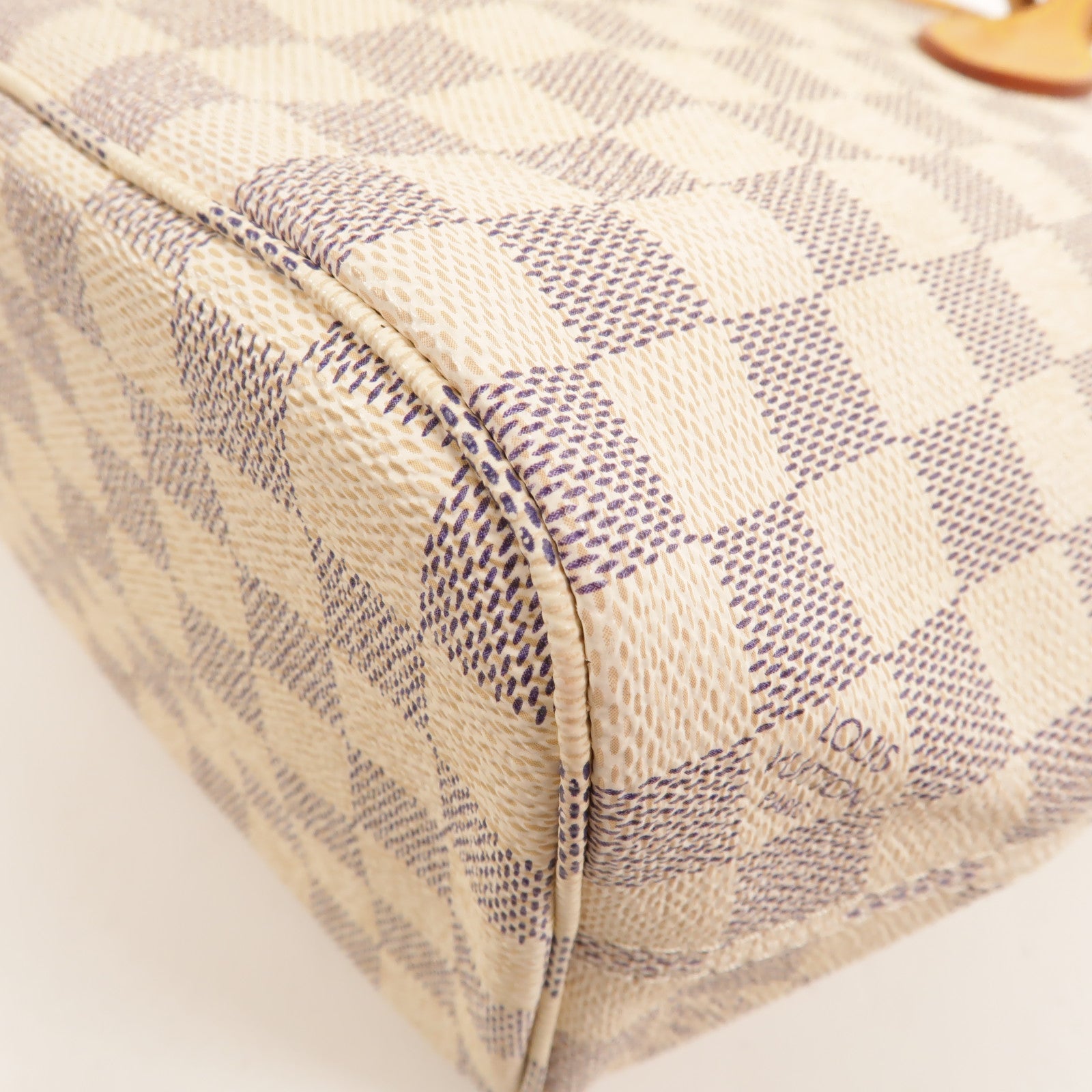 LOUIS VUITTON Damier Azur Neverfull PM金扣手挽袋