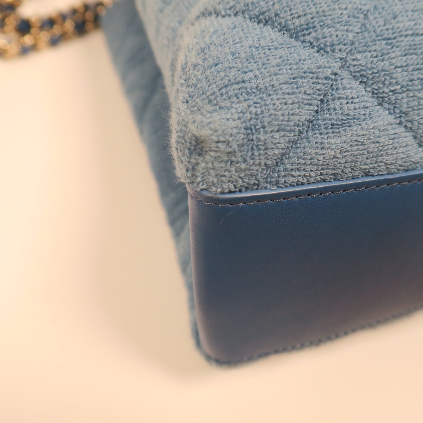 CHANEL **【激減優惠】菱格帆布Chain Shoulder Bag金扣手挽肩背兩用袋藍色
