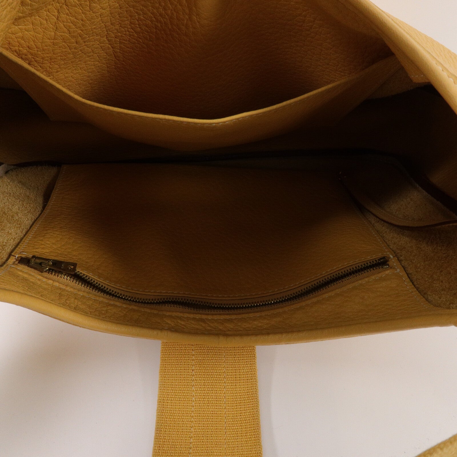 HERMES Clemence皮革Tsako肩背袋Jaune