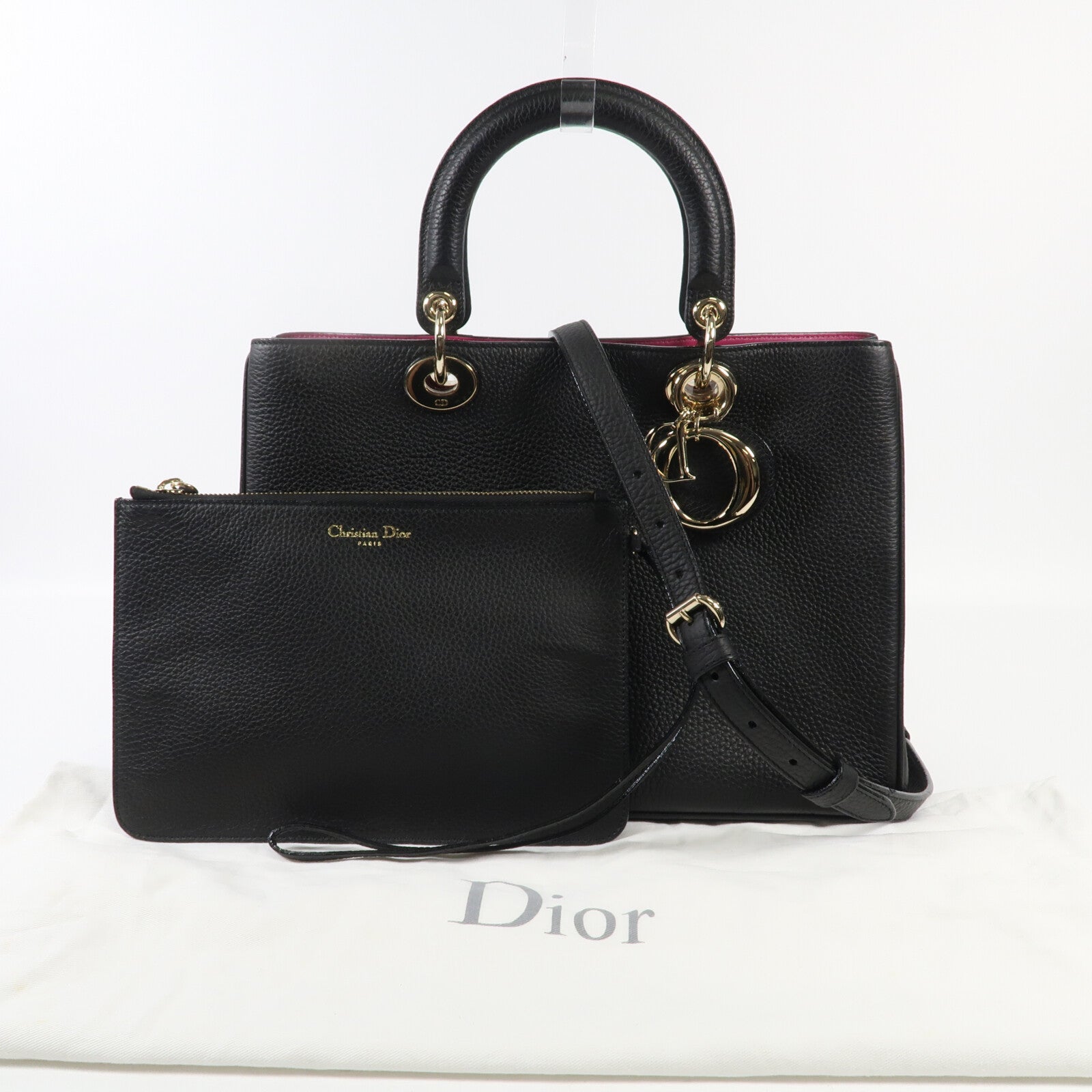Dior 牛皮皮革Diorissimo金扣手挽肩背兩用袋