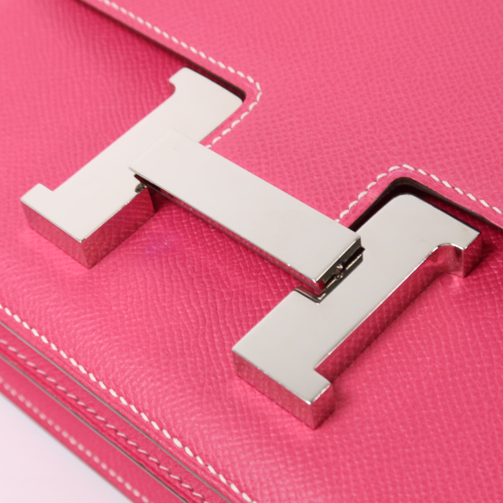 HERMES 【激減優惠】Epsom皮革Constance 24銀扣肩背袋Rose Tyrien
