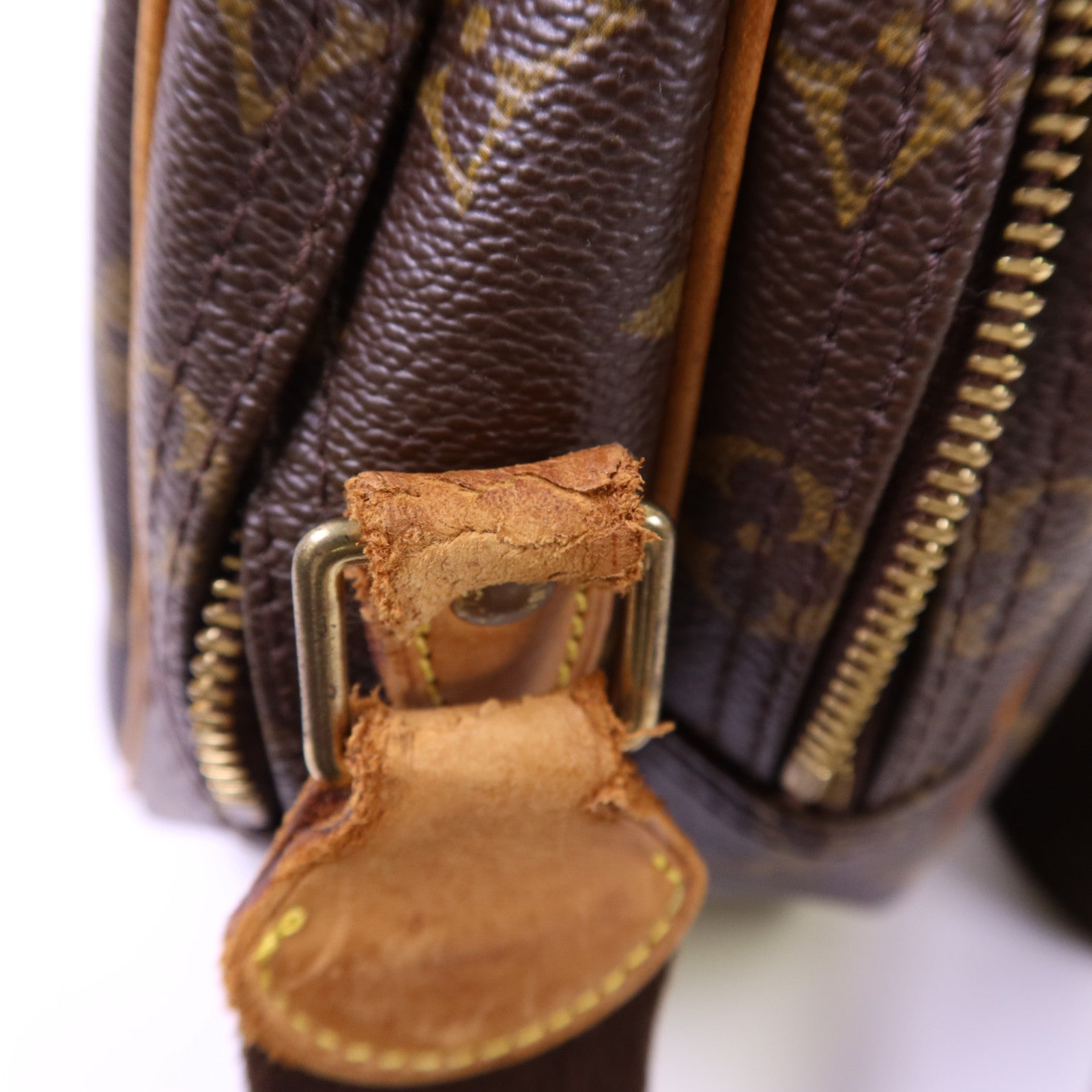 LOUIS VUITTON Monogram Reporter PM金扣肩背袋棕色