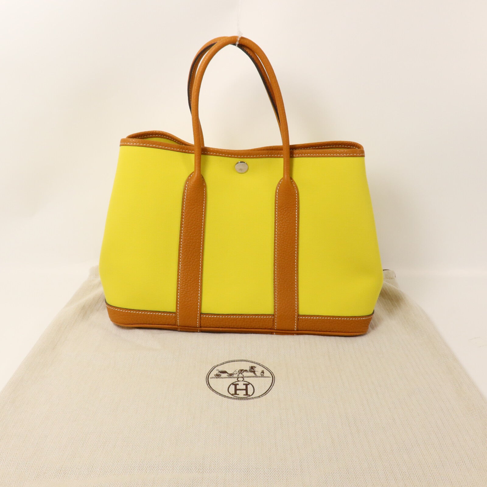 HERMES 帆布Garden Party TPM手挽袋Lime