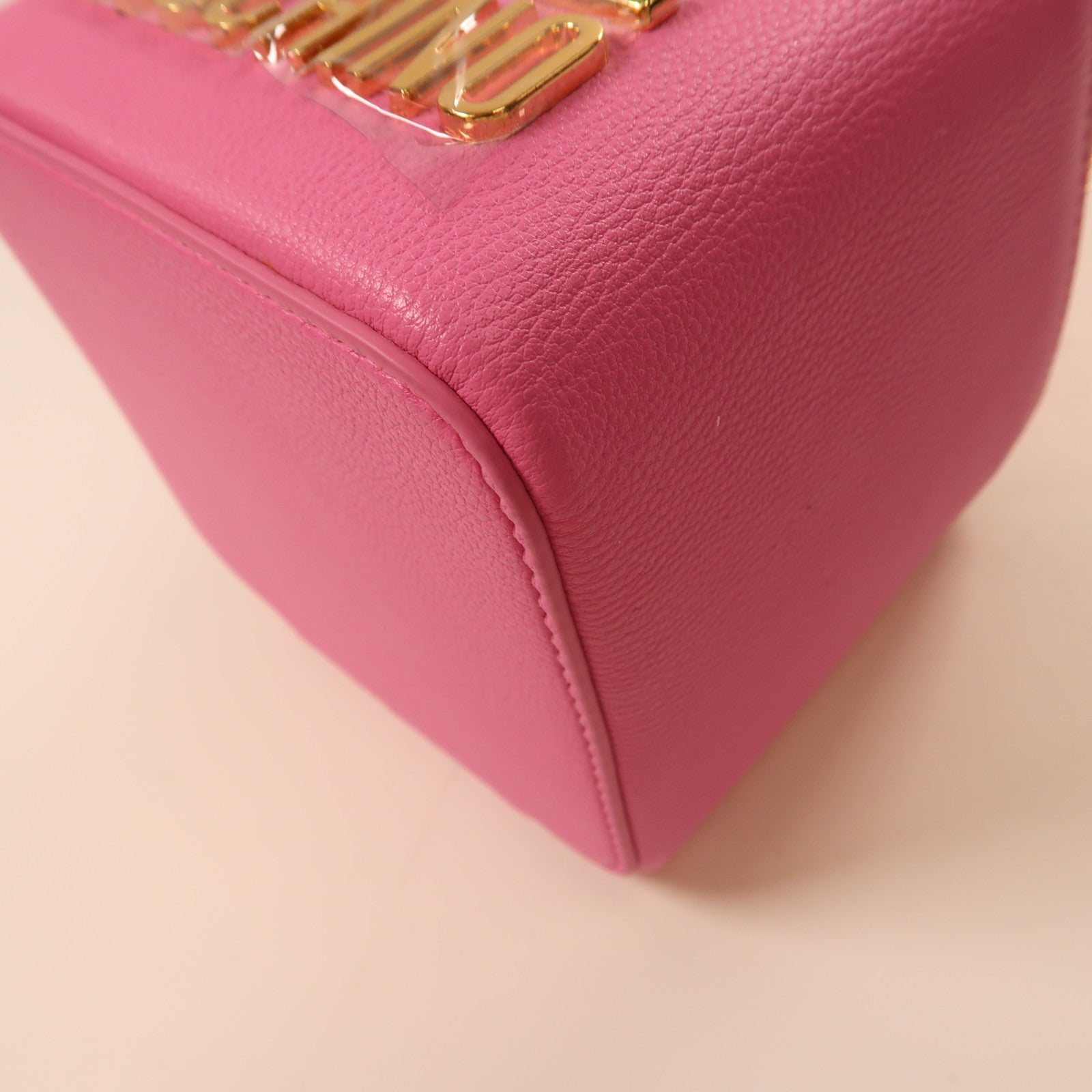 MOSCHINO 皮革Shoulder Bag金扣肩背袋粉紅色
