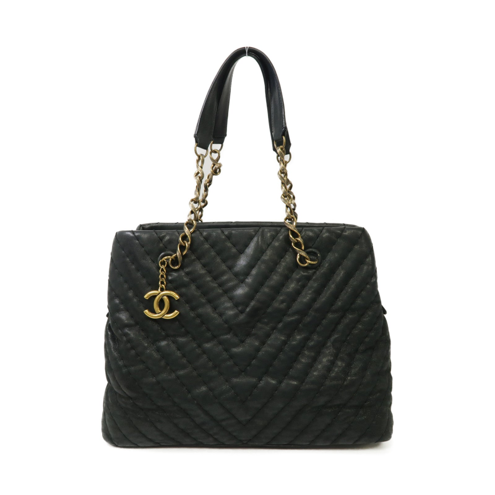CHANEL 【清倉大減價】斜紋牛皮皮革Chain Shoulder Bag金扣肩背袋灰色