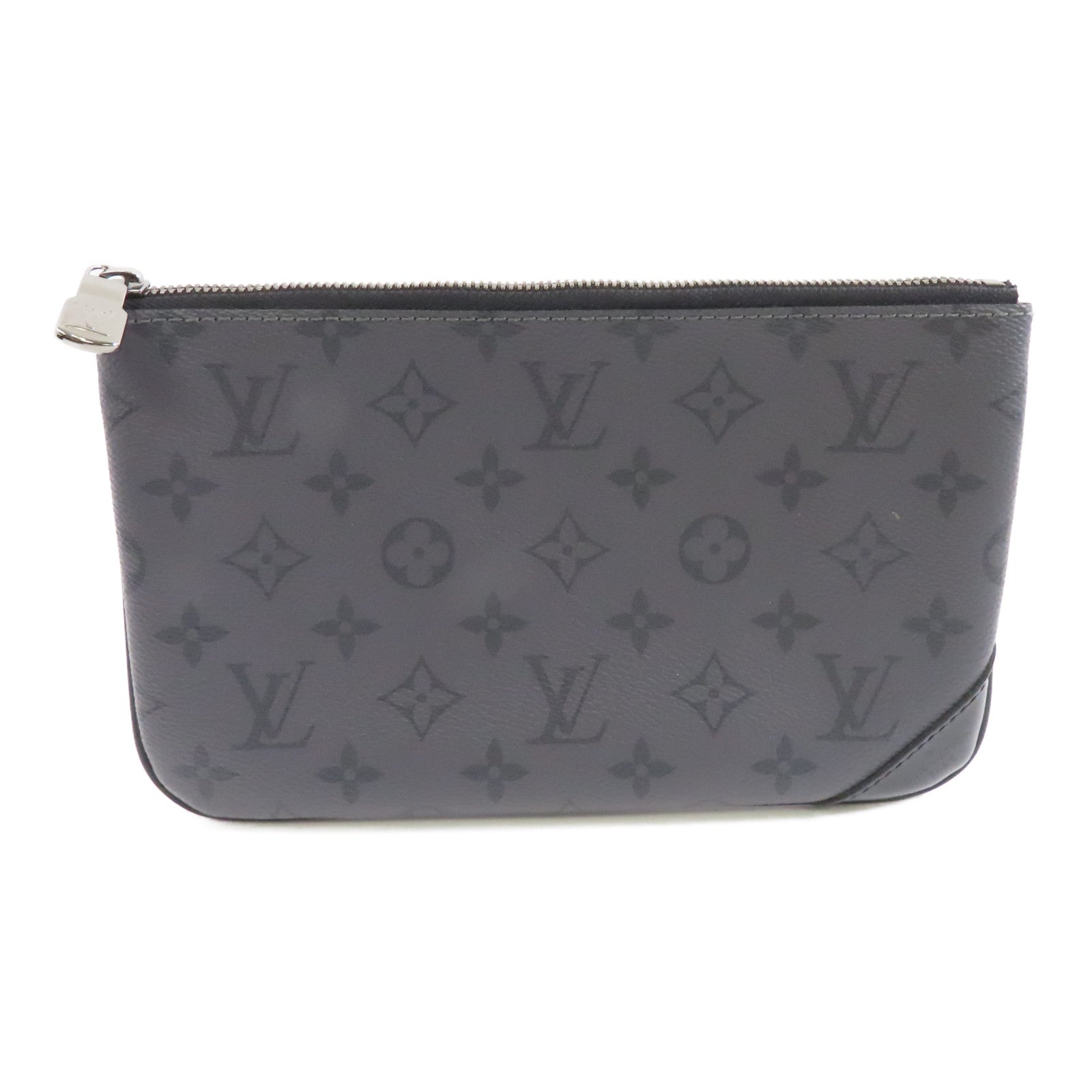 LOUIS VUITTON Monogram Eclipse Trio  Messenger銀扣肩背袋黑色