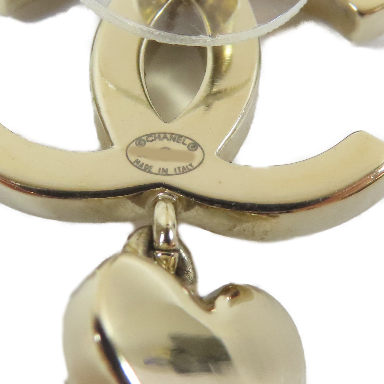 CHANEL 金屬/PVC Earrings金色/白色