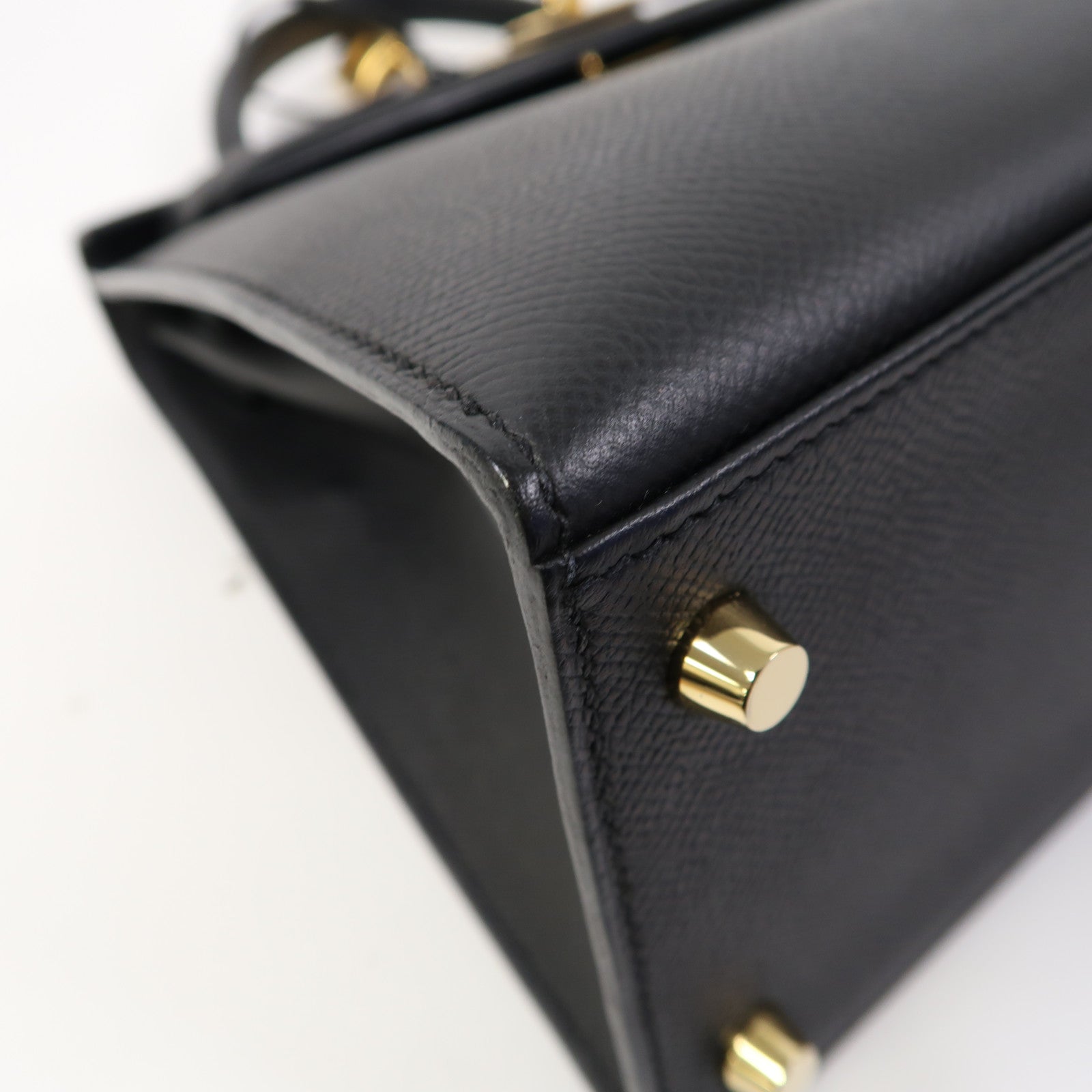 HERMES Epsom皮革Kelly 28金扣手挽肩背兩用袋Noir/黑色