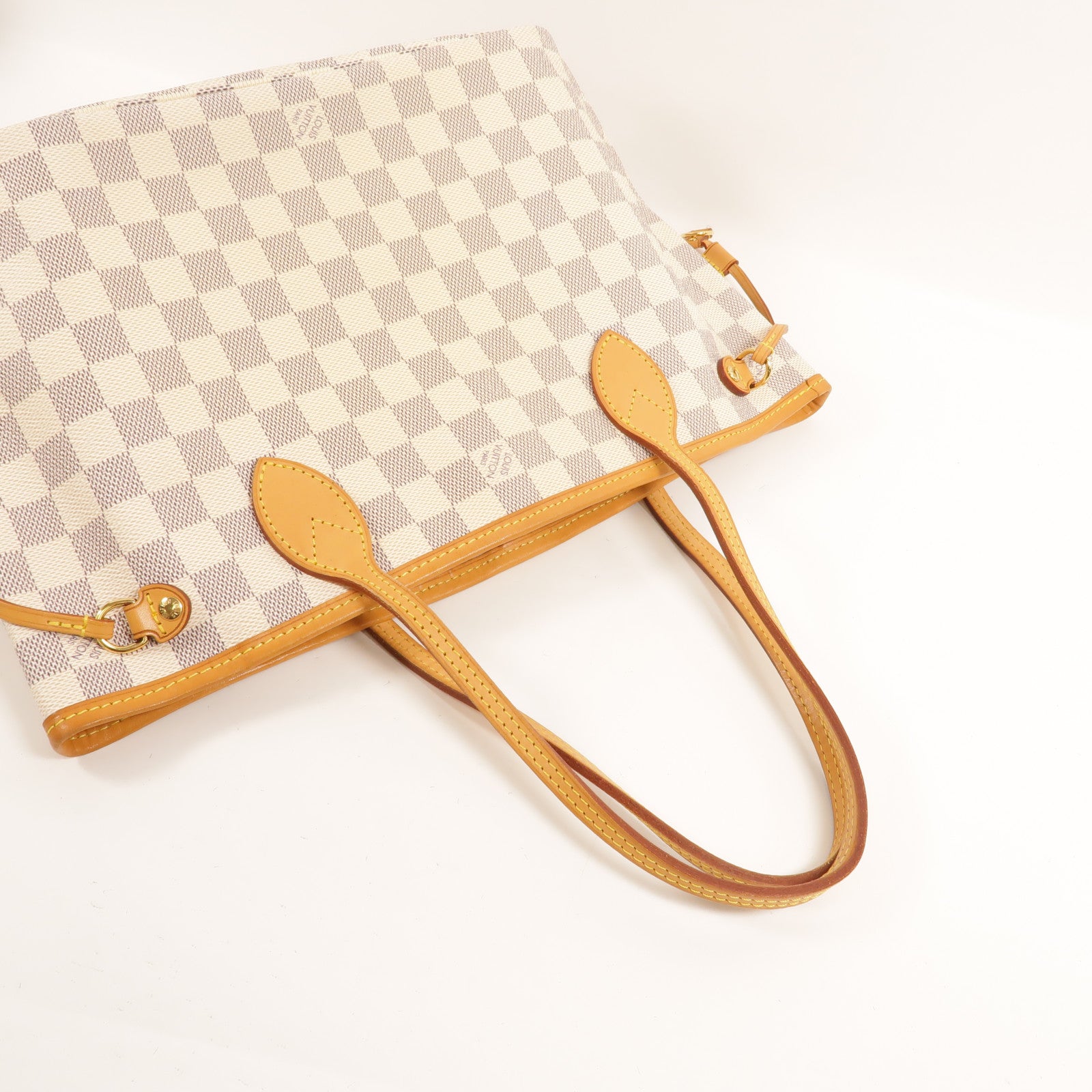 LOUIS VUITTON Damier Azur Neverfull PM金扣手挽袋