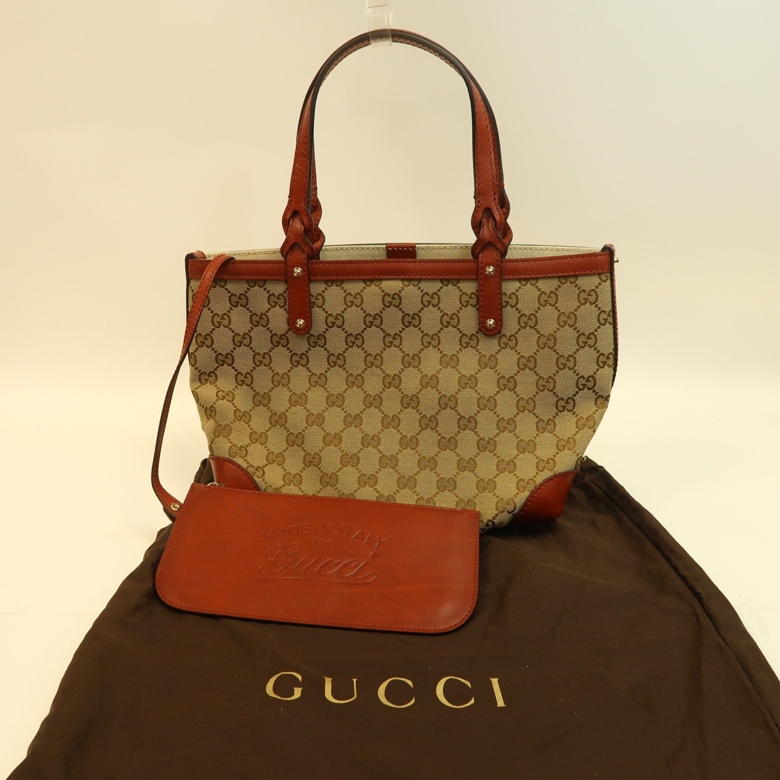 GUCCI 帆布Shoulder Bag金扣肩背袋啡色