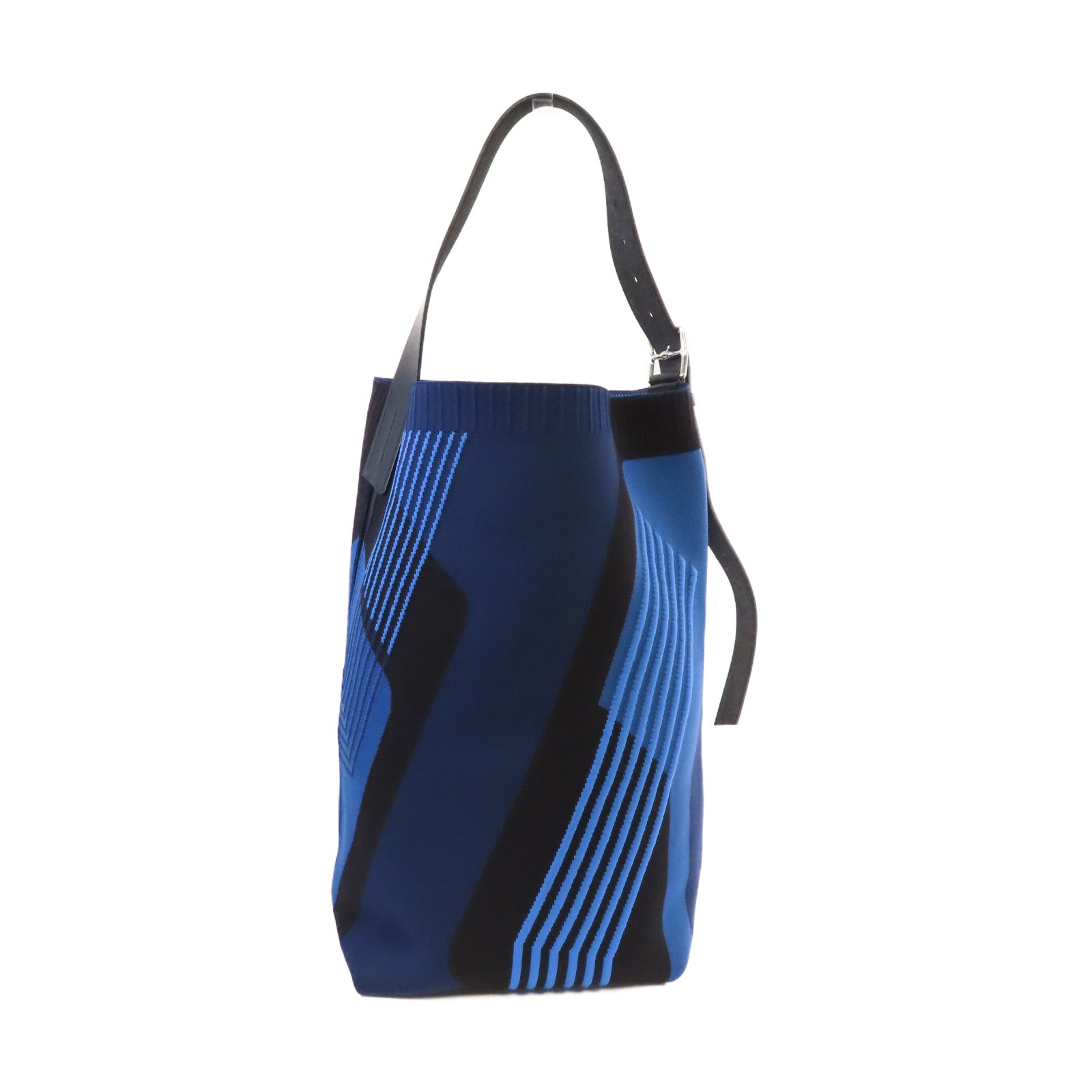 HERMES 【激減優惠】Jacquard帆布Etriviere MM Dynamo Shoulder Bag銀扣肩背袋藍色/黑色