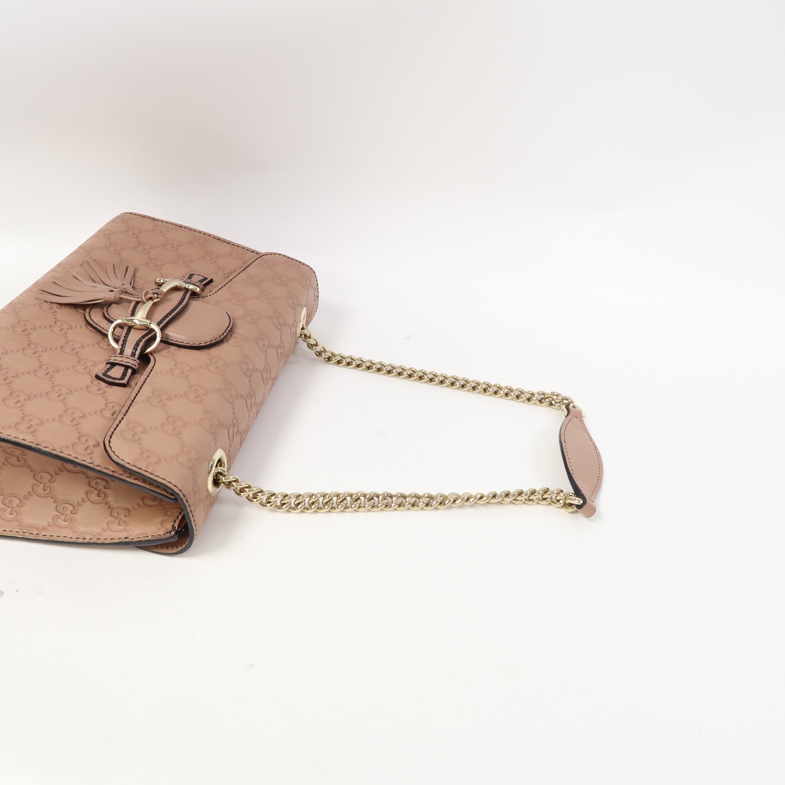 GUCCI 牛皮皮革Shoulder Bag金扣鏈帶肩背袋粉紅色