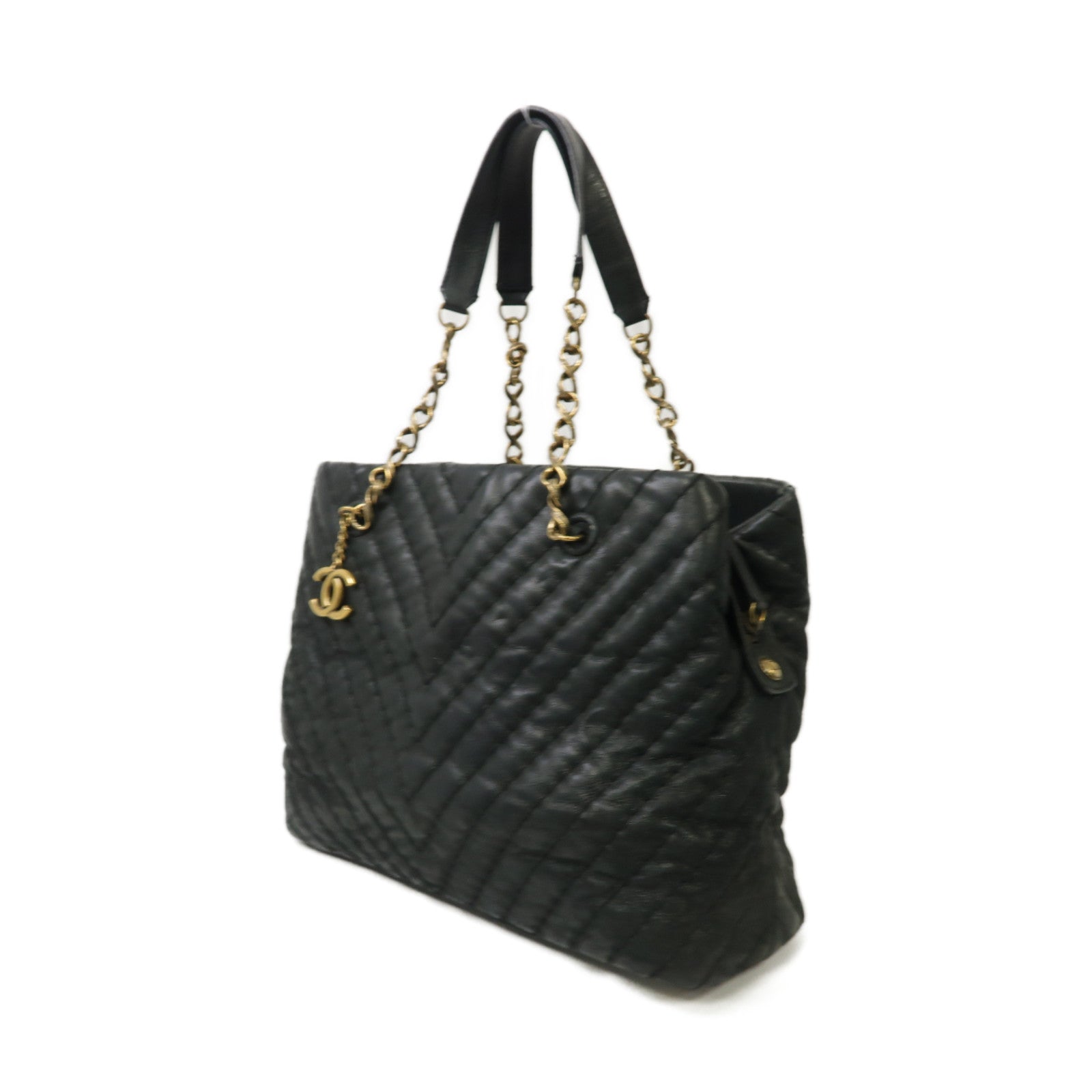 CHANEL 【清倉大減價】斜紋牛皮皮革Chain Shoulder Bag金扣肩背袋灰色