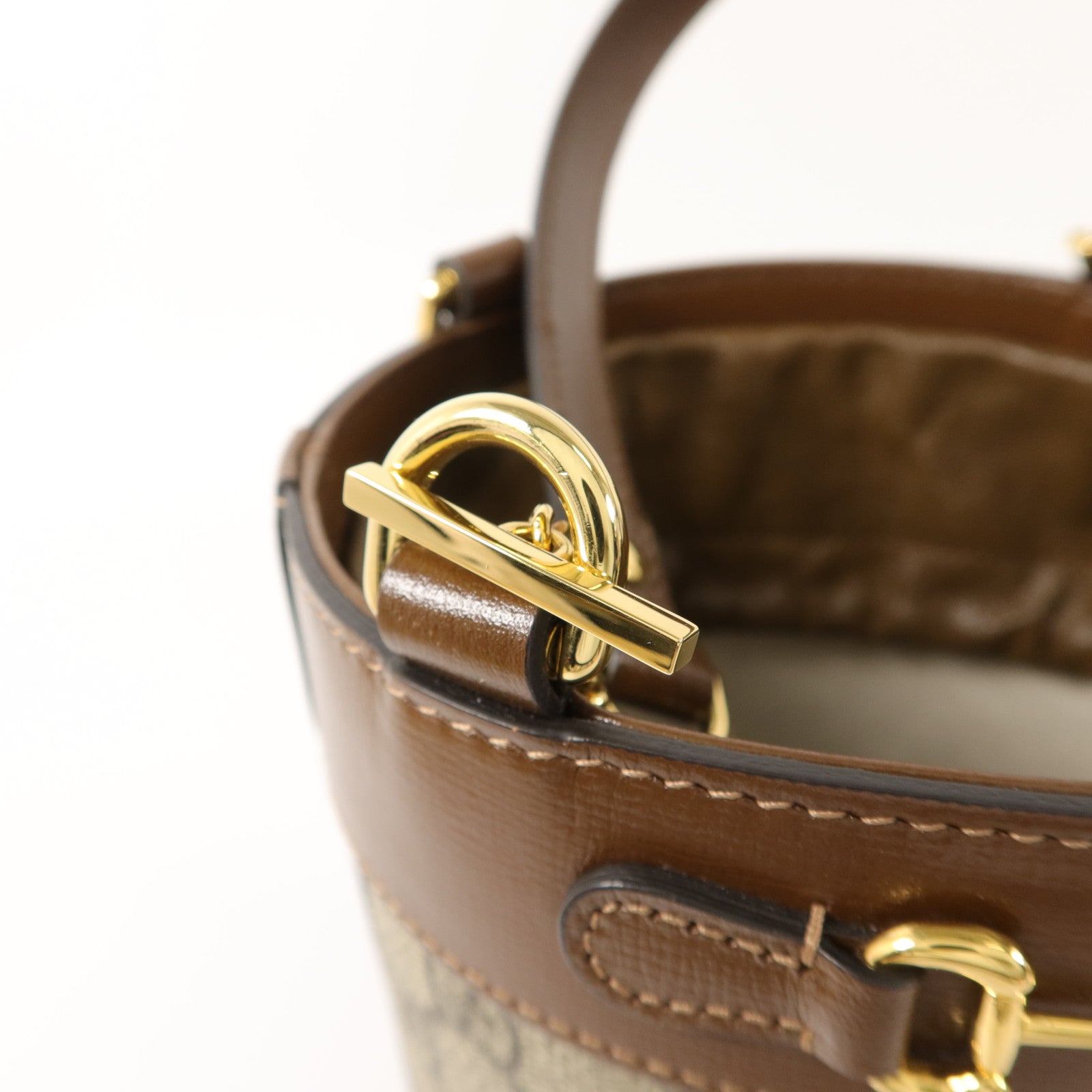 GUCCI 【激減優惠】塗層帆布Horsebit 1955 Bucket Bag手挽袋