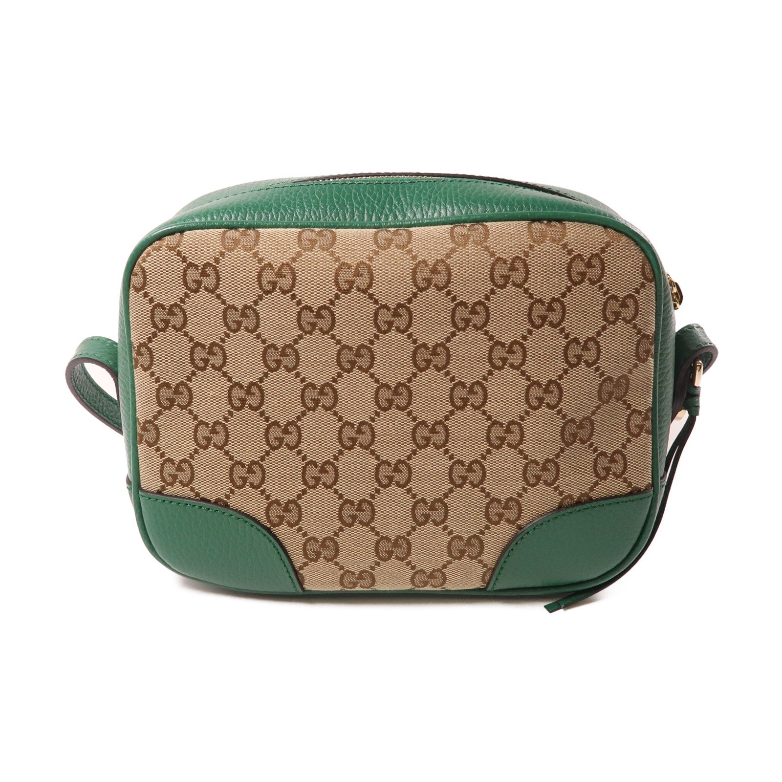 GUCCI 帆布/皮革GG Bree金扣肩背袋啡色/綠色