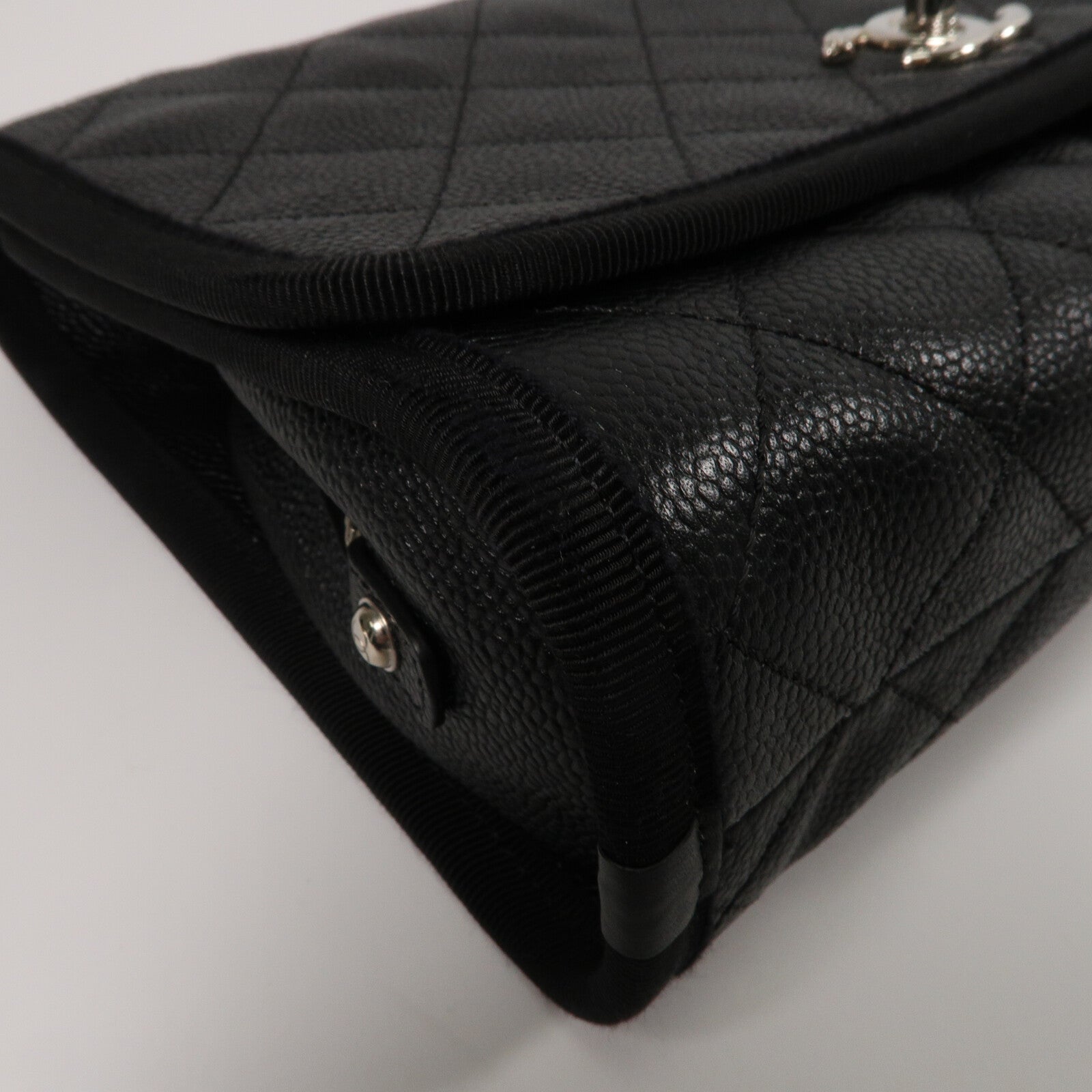 CHANEL 牛皮皮革Top Handle Flap Bag鏈帶手挽肩背兩用袋