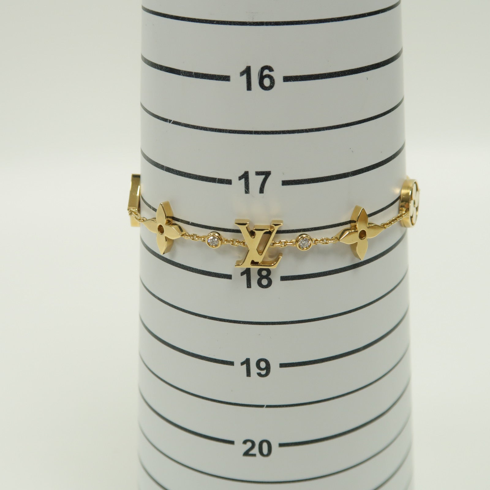 LOUIS VUITTON 18K黃金/0.08ct鑽石Idylle Blossom Monogram手鏈金色