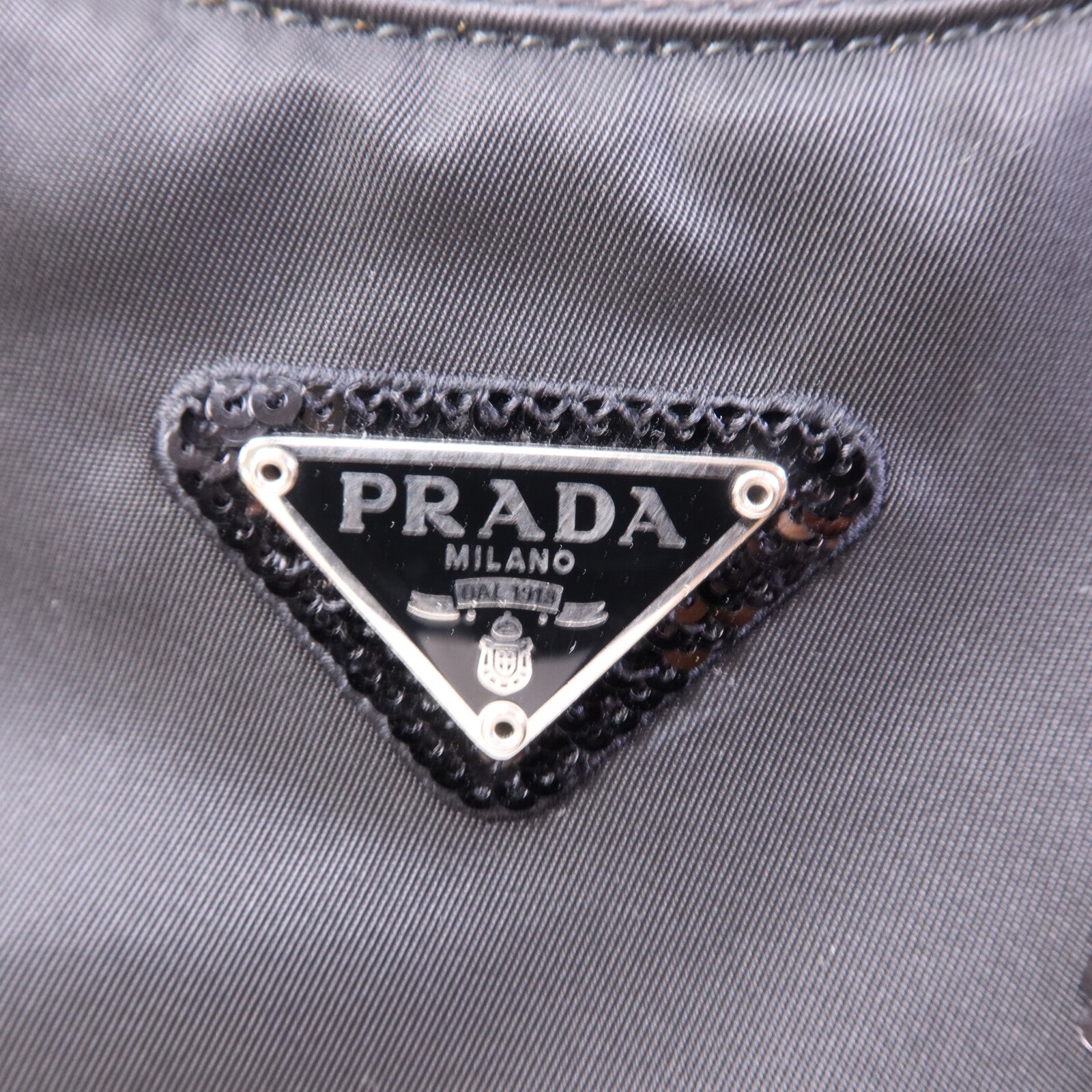 PRADA 尼龍/珠片Re-Edition 2005銀扣手挽肩背兩用袋