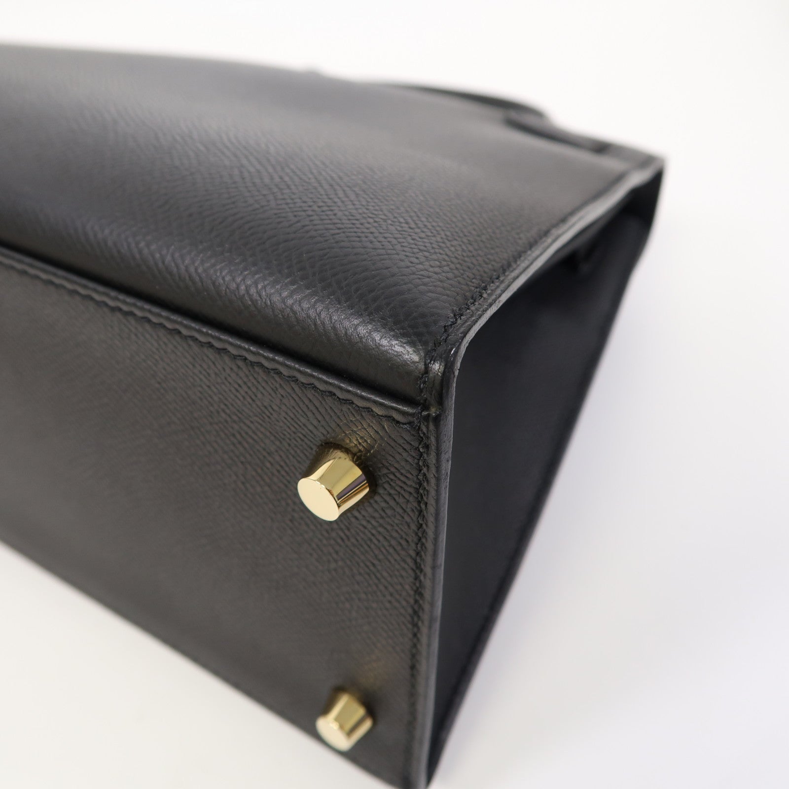 HERMES Epsom皮革Kelly 28金扣手挽肩背兩用袋Noir/黑色