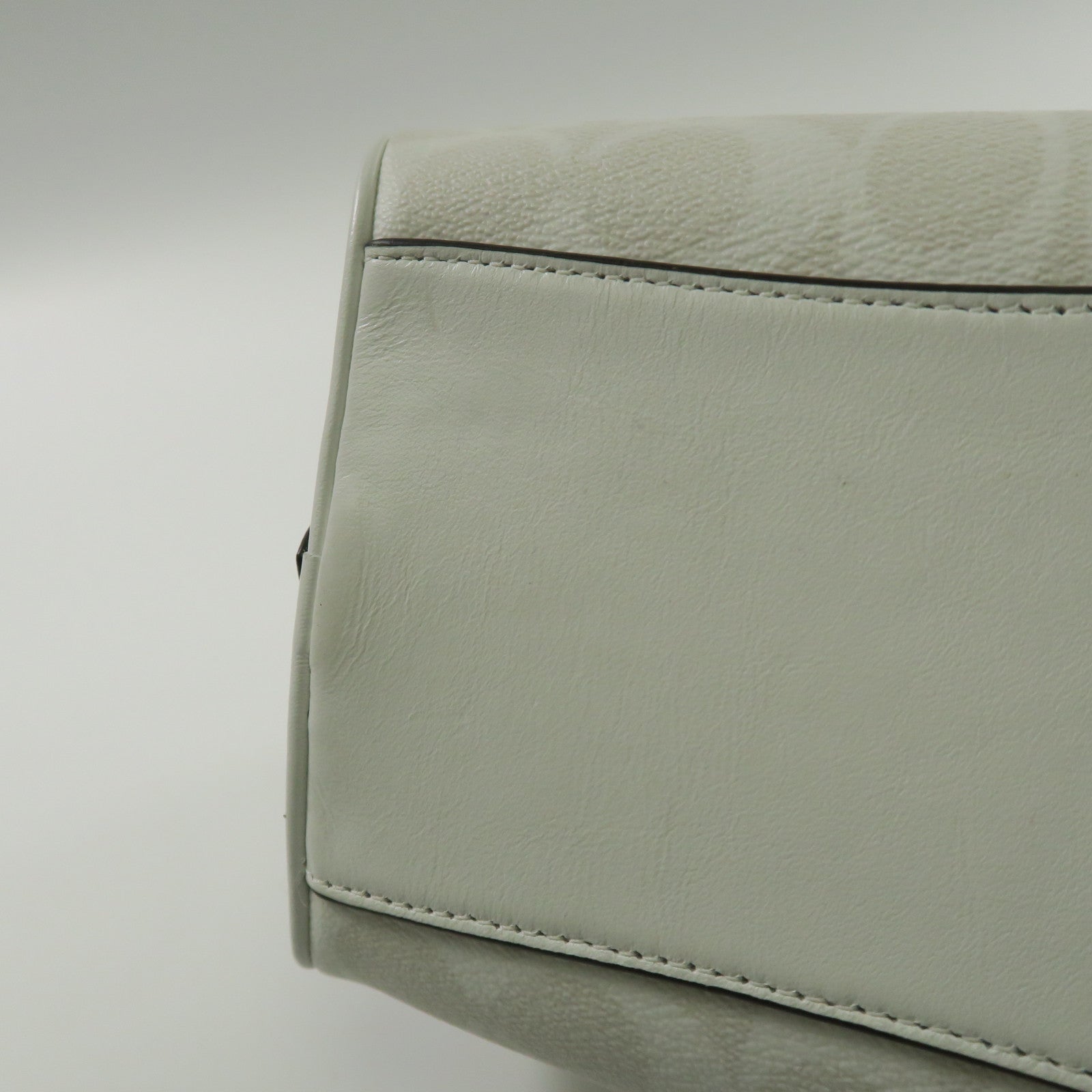 COACH 塗層帆布Sydney Satchel金扣手挽肩背兩用袋白色