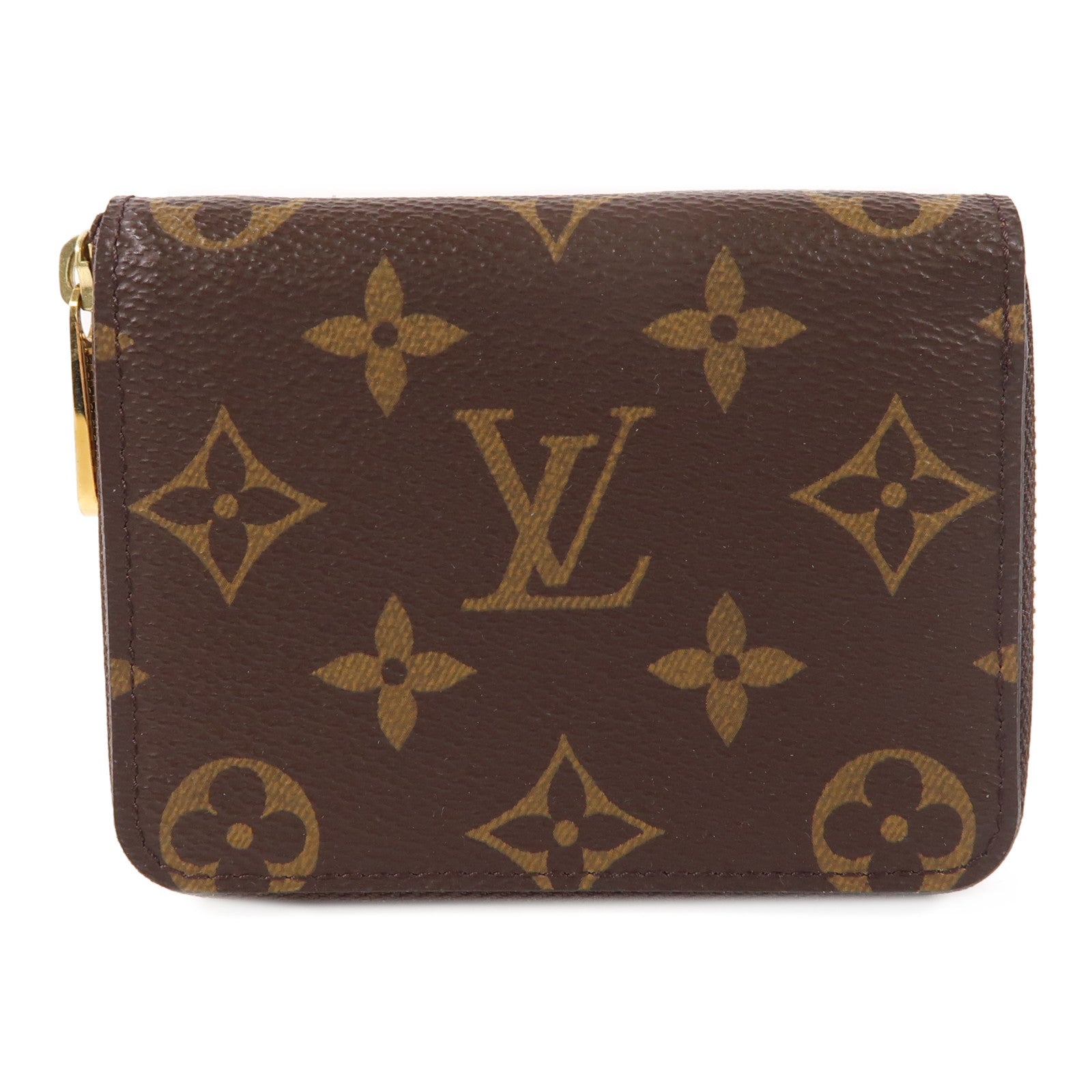 LOUIS VUITTON Monogram Zippy Coin Purse金扣零錢包棕色