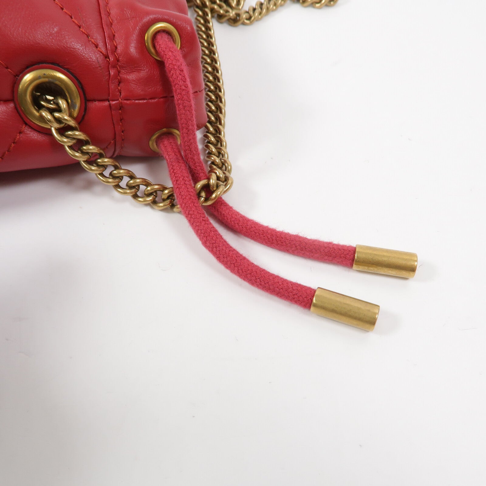 GUCCI 牛皮皮革GG Marmont Mini Bucket鏈帶肩背袋