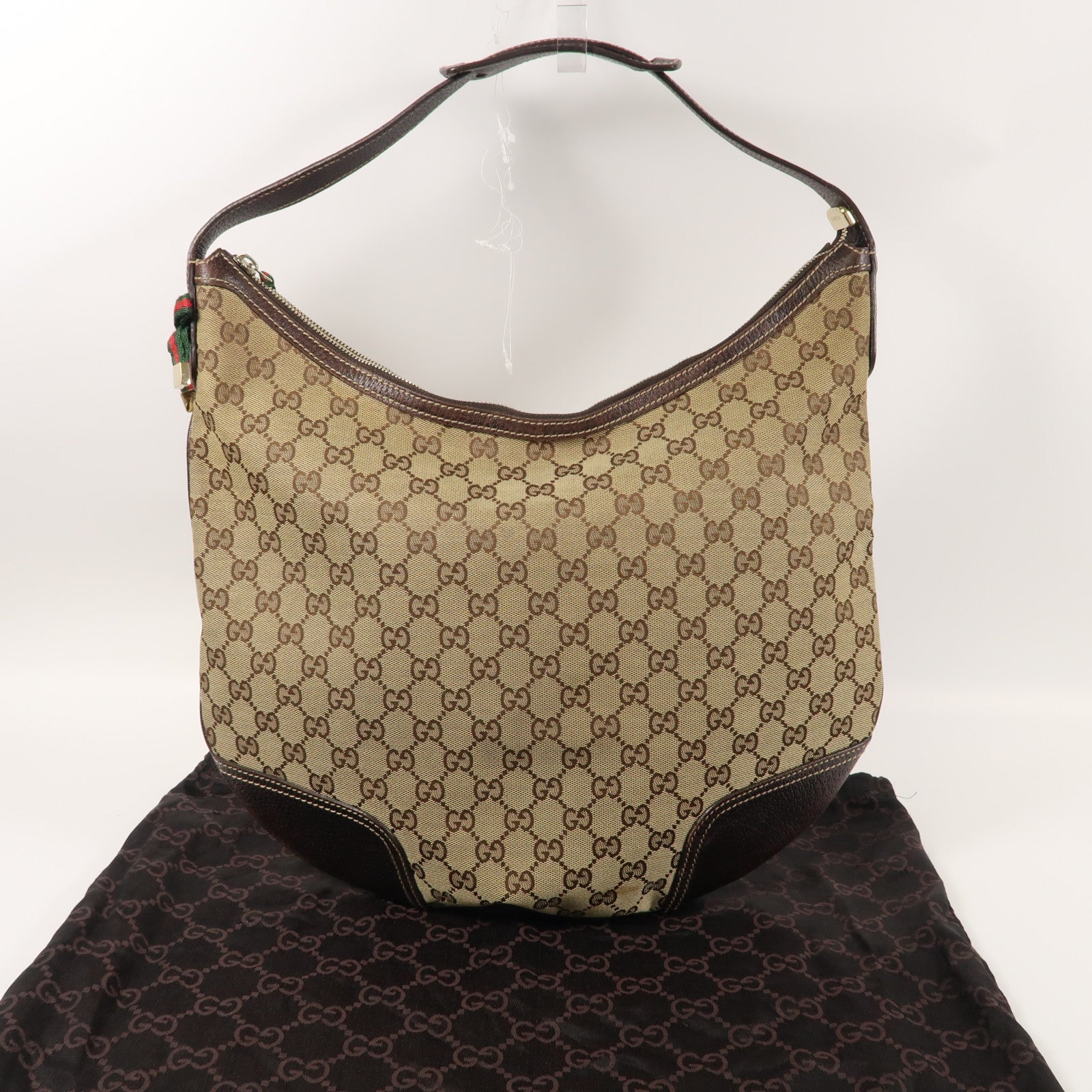 GUCCI GG帆布Princy Hobo Bag金扣肩背袋啡色
