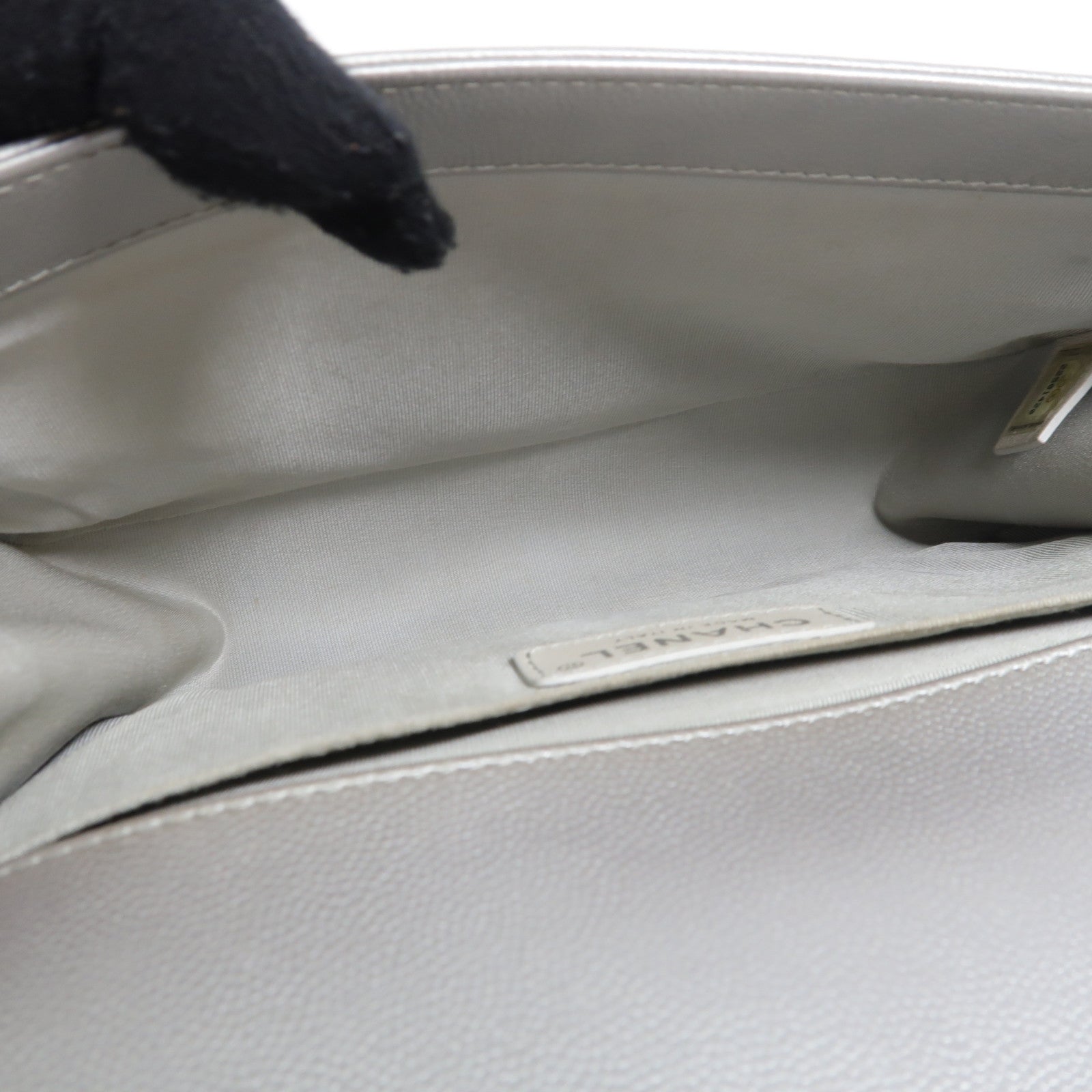 CHANEL CC Boy 25 Chain Shoulder Handbag A67086 Calfskin Leather Gray