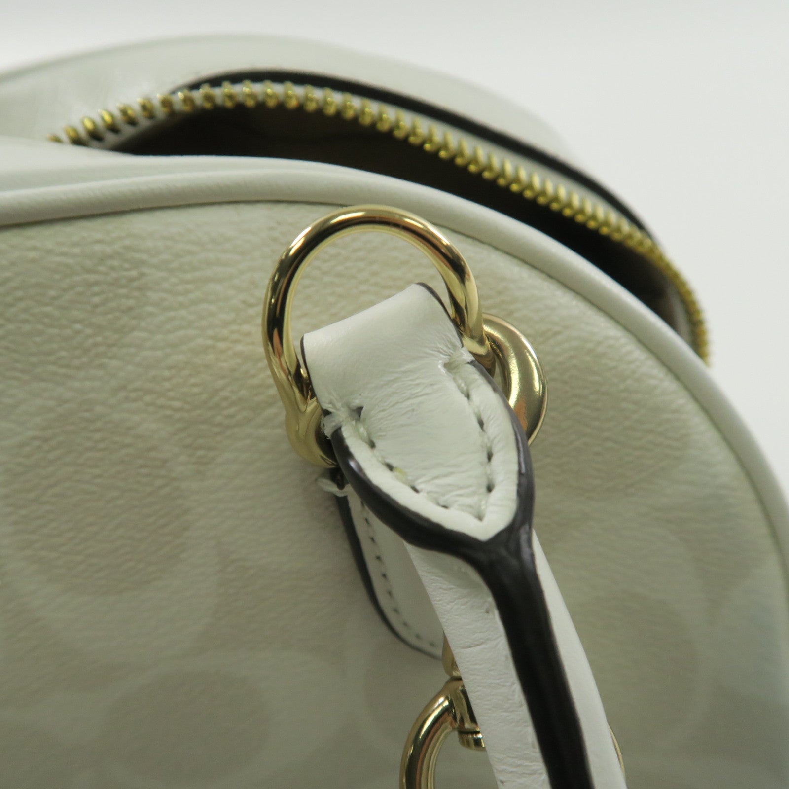 COACH 塗層帆布Sydney Satchel金扣手挽肩背兩用袋白色
