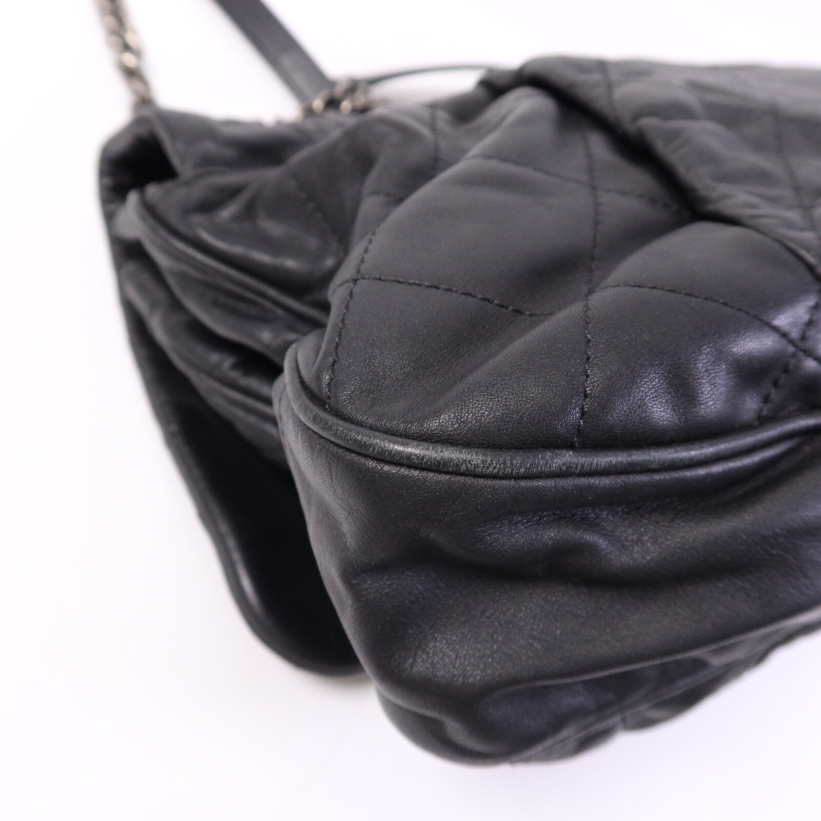 CHANEL 牛皮皮革Chain Shoulder銀扣鏈帶肩背袋