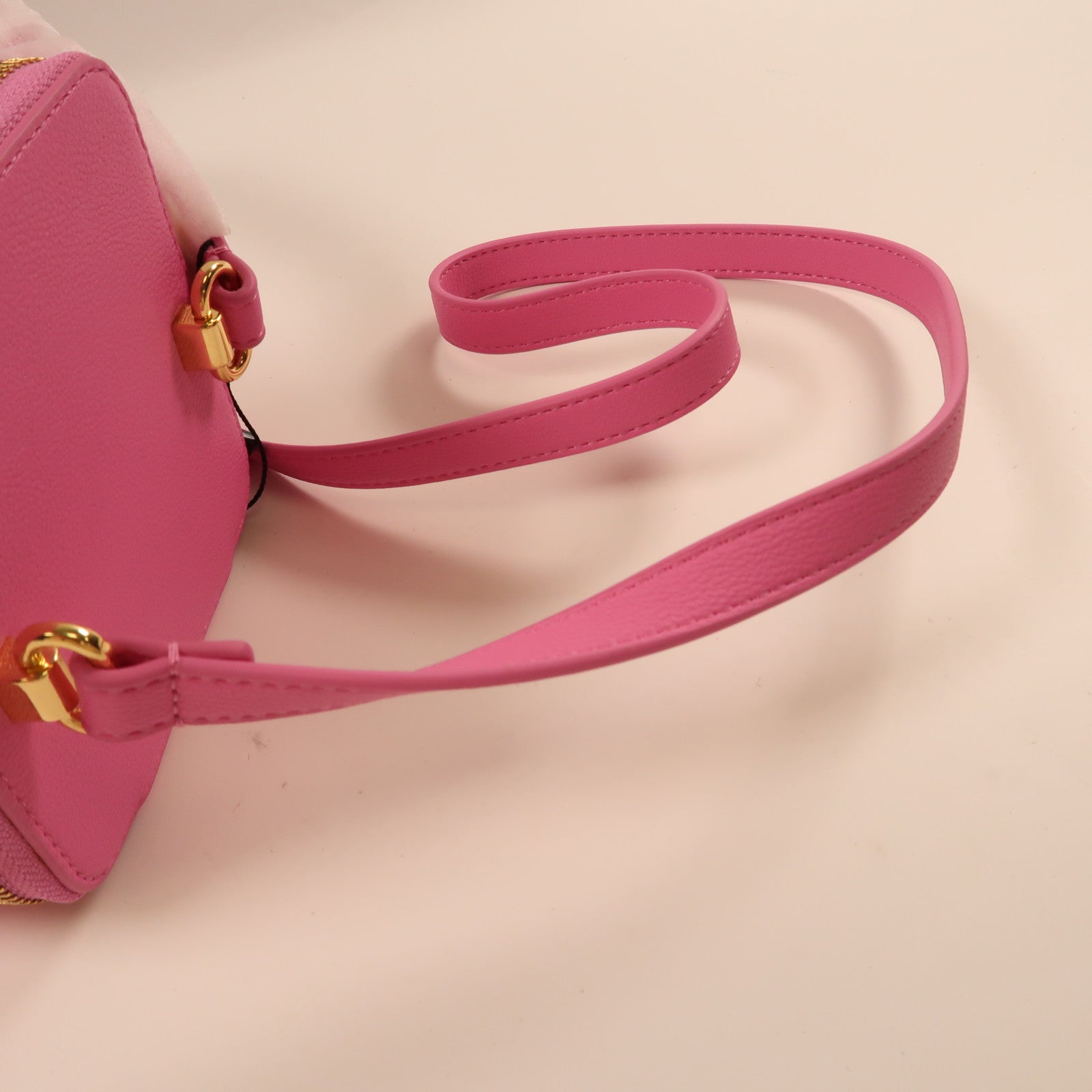 MOSCHINO 皮革Shoulder Bag金扣肩背袋粉紅色