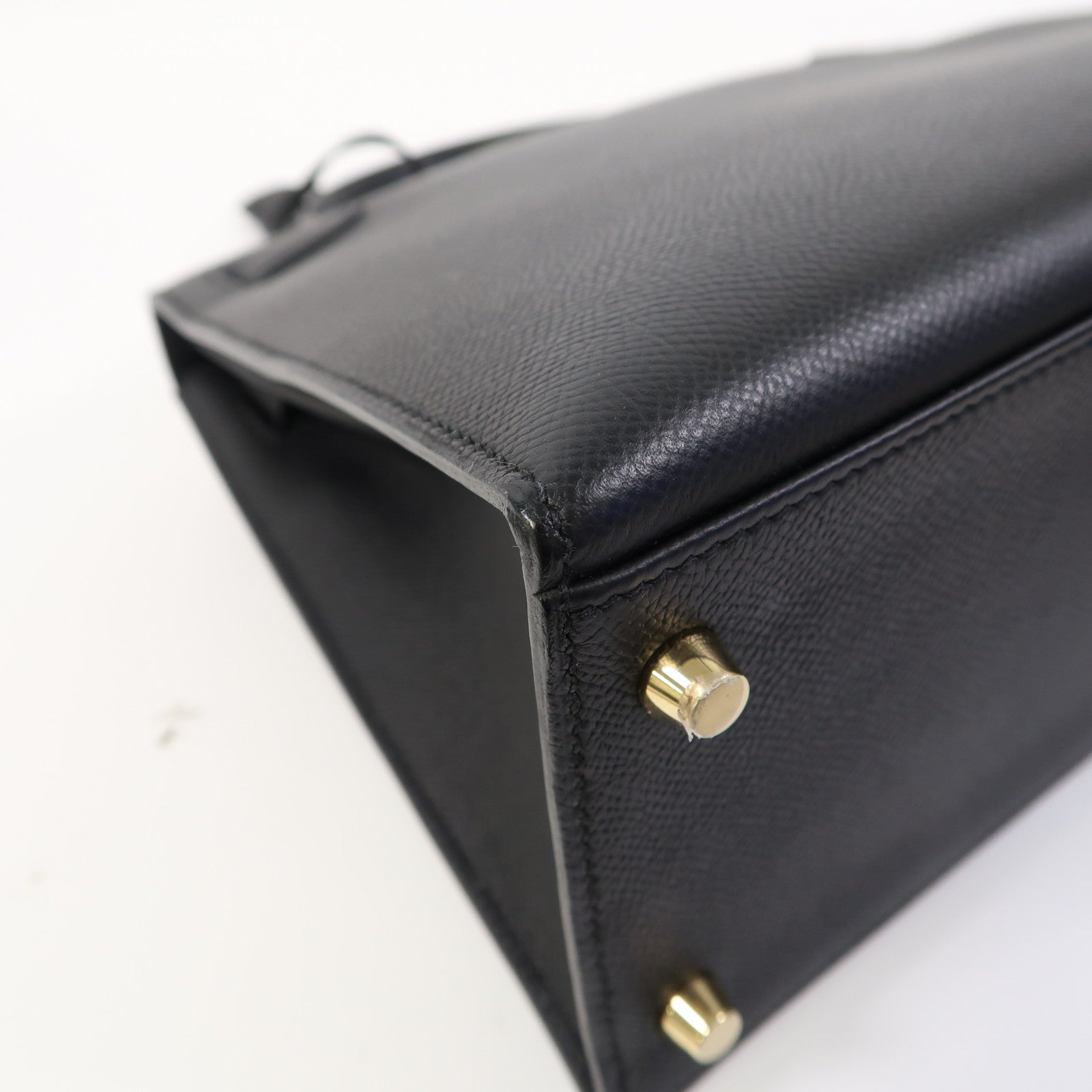 HERMES Epsom皮革Kelly 28金扣手挽肩背兩用袋Noir/黑色