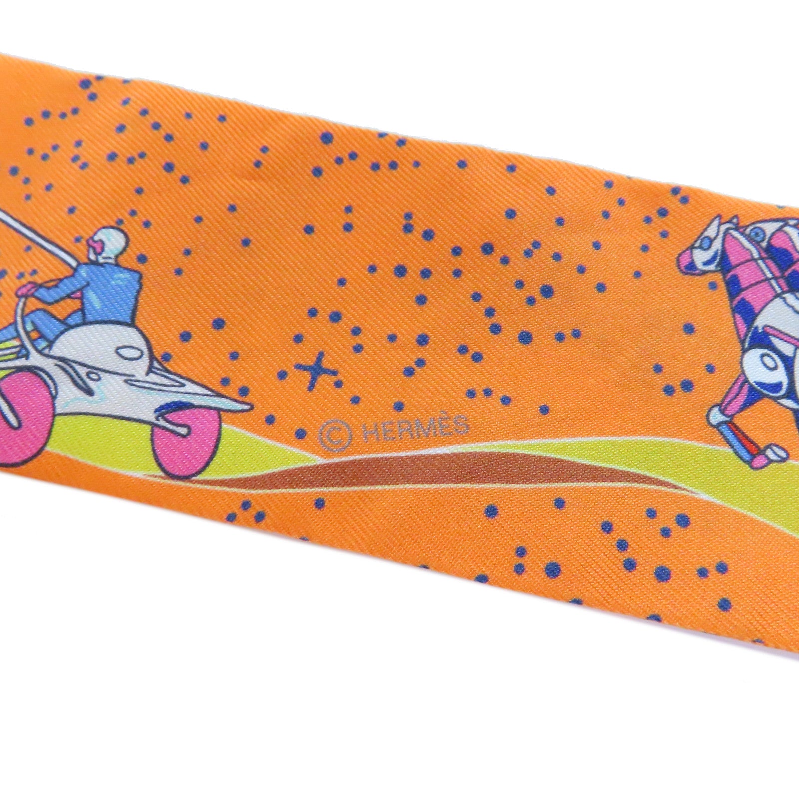 HERMES 【激減優惠】絲質Twilly Scarf絲巾橙色