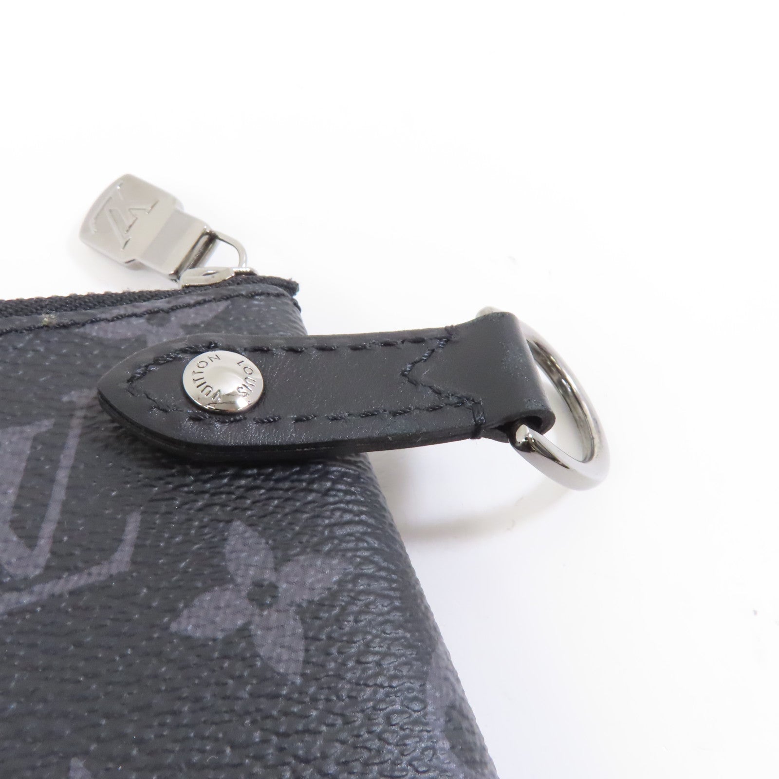 LOUIS VUITTON Monogram Eclipse Trio  Messenger銀扣肩背袋黑色