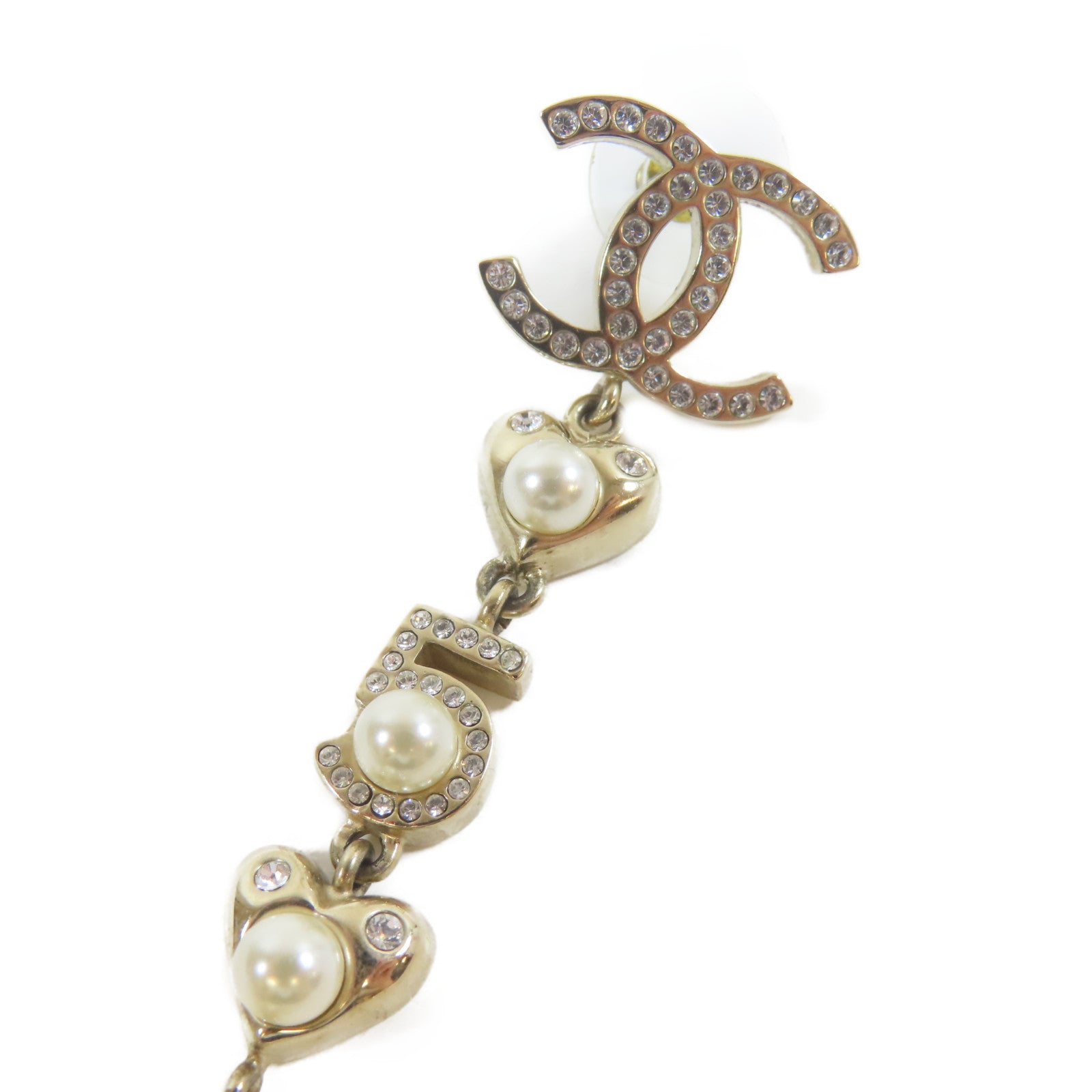 CHANEL 金屬/PVC Earrings金色/白色