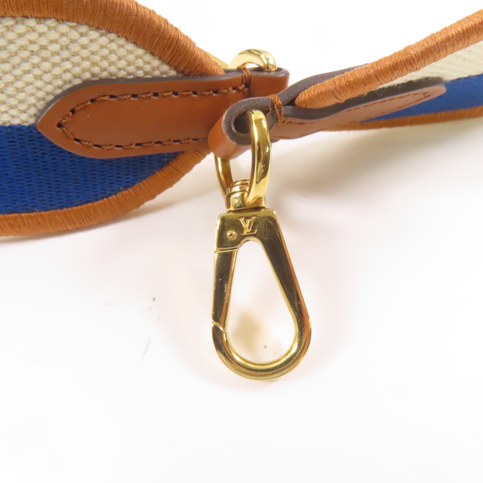 LOUIS VUITTON 帆布/皮革Twist金扣肩背袋藍色/白色/啡色