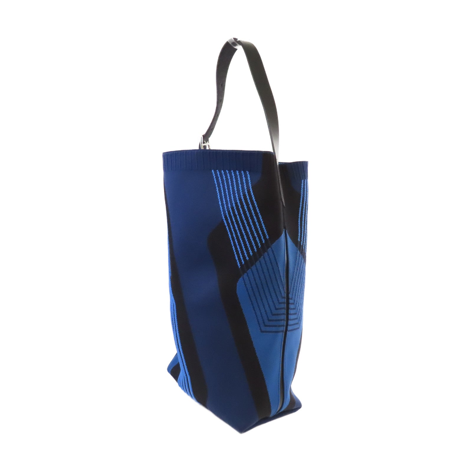 HERMES 【激減優惠】Jacquard帆布Etriviere MM Dynamo Shoulder Bag銀扣肩背袋藍色/黑色