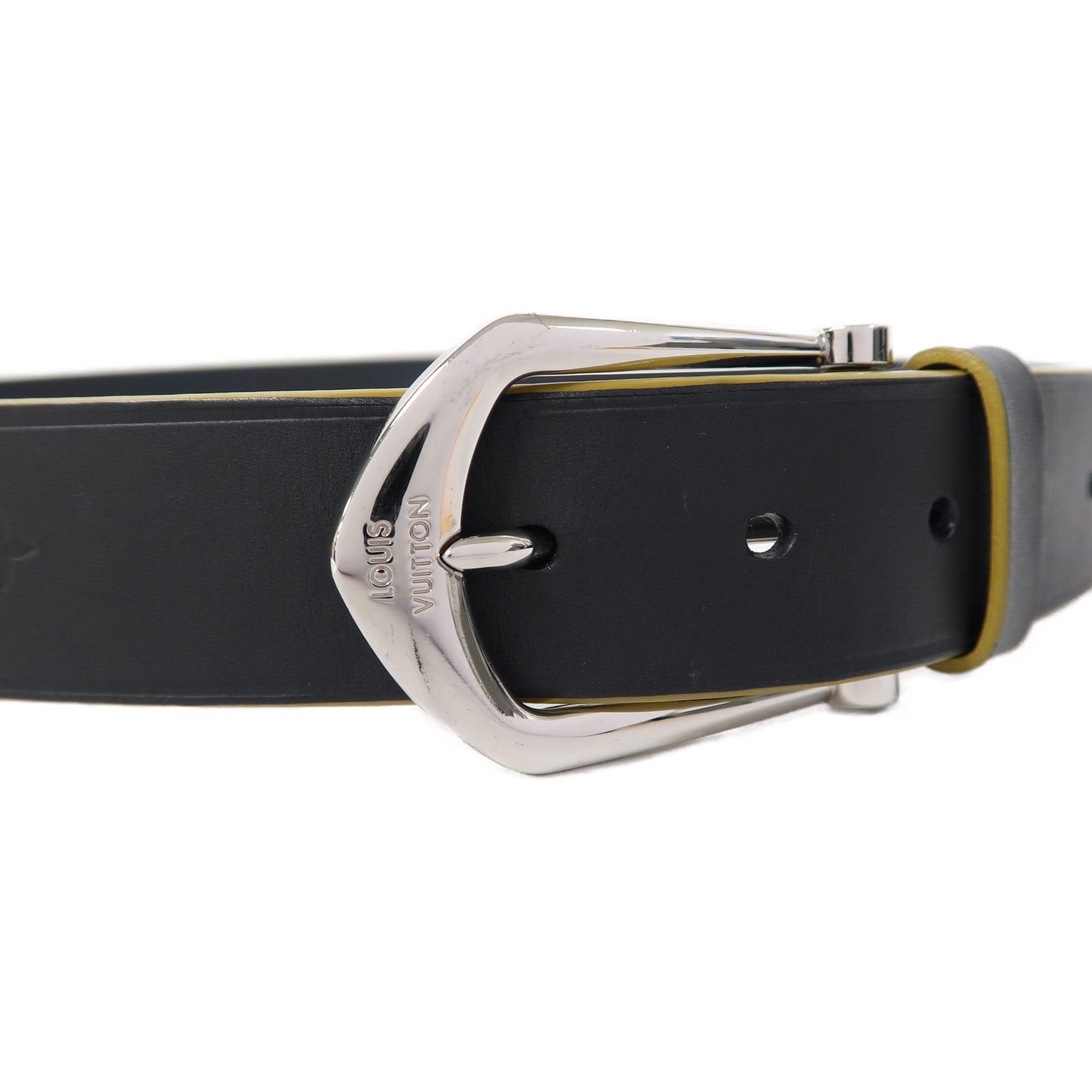 LOUIS VUITTON 牛皮皮革Belt 95cm皮帶黑色