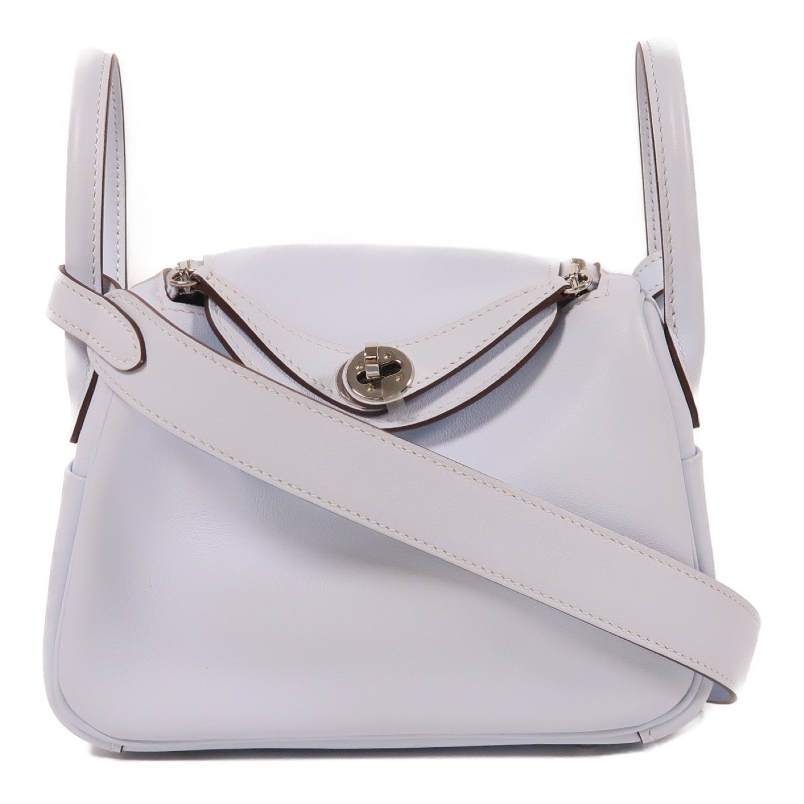 HERMES 【激減優惠】Swift皮革Mini Lindy銀扣手挽肩背兩用袋Bleu Pale