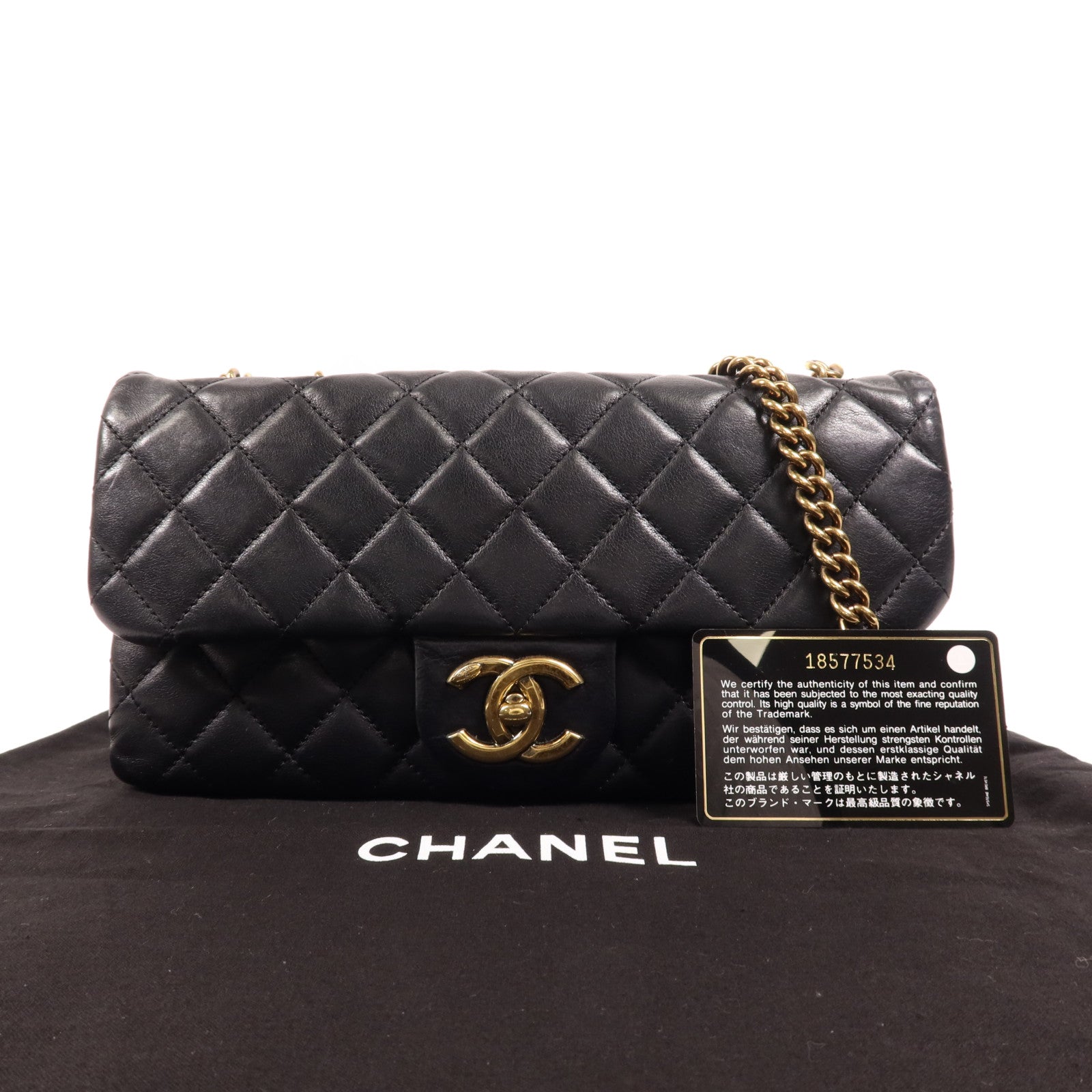 CHANEL 牛皮皮革Chain Shoulder金扣鏈帶肩背袋