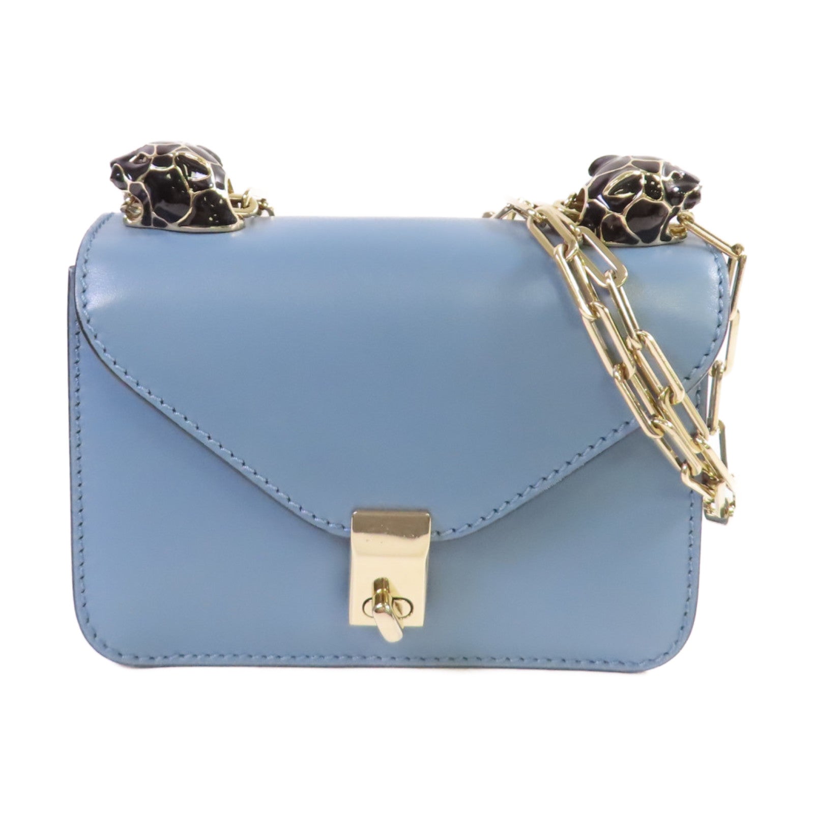 Valentino 牛皮皮革Chain Shoulder Bag金扣鏈帶肩背袋藍色
