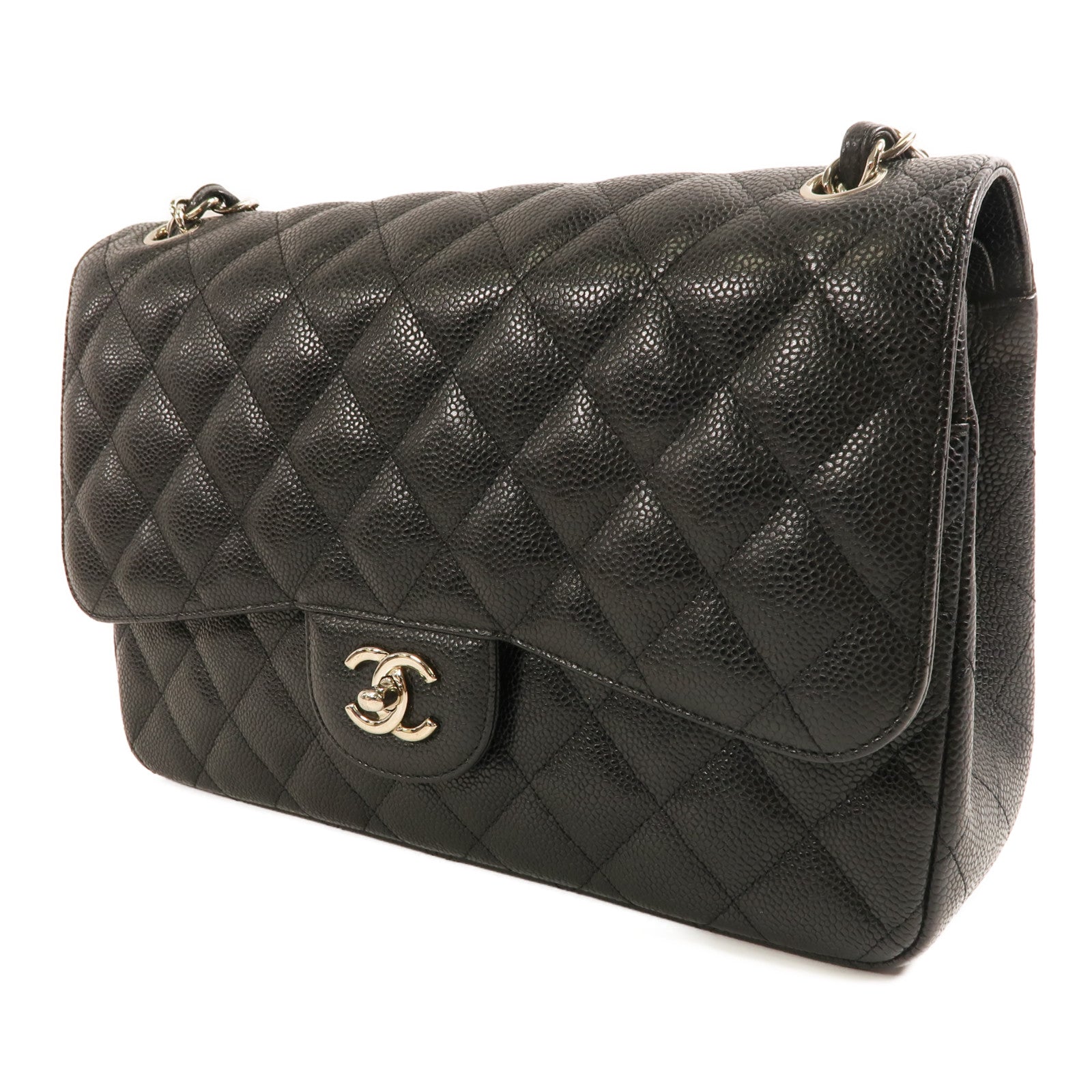 CHANEL CC SHW Large Classic Chain Shoulder Bag A58600 Calfskin Leather Black