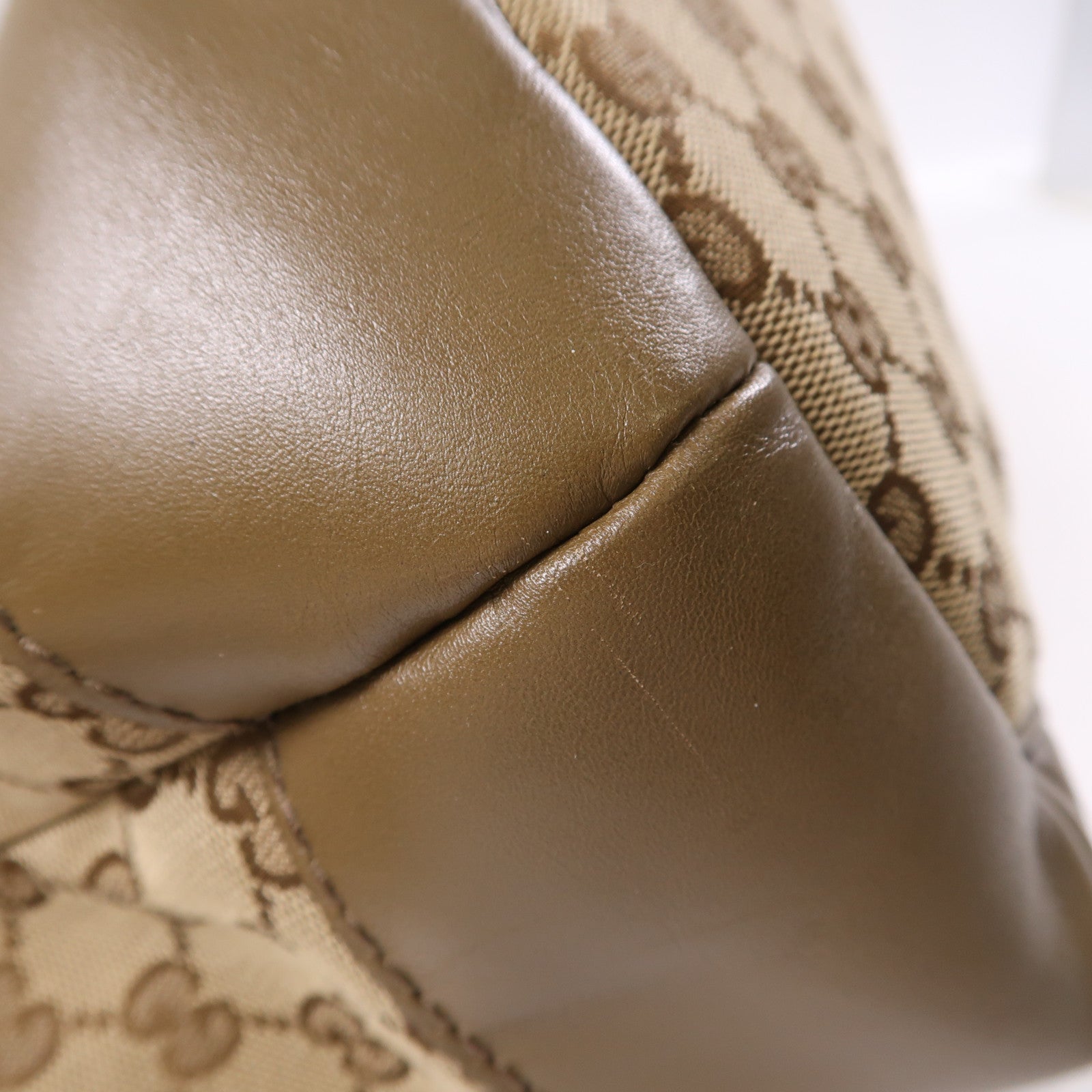 GUCCI 帆布/牛皮皮革2 Way Shoulder金扣手挽肩背兩用袋啡色