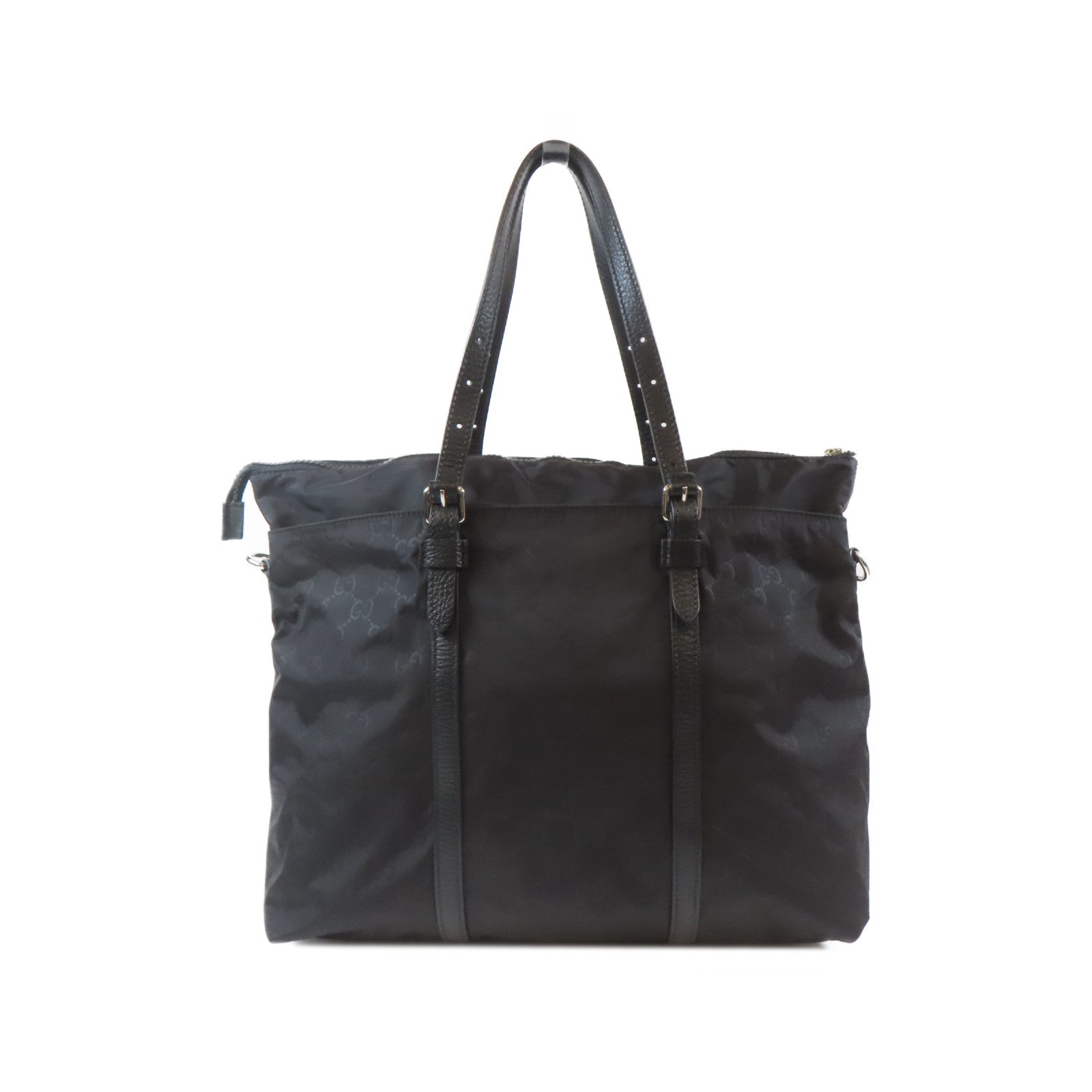 GUCCI 尼龍2 Way Shoulder Bag銀扣手挽肩背兩用袋黑色