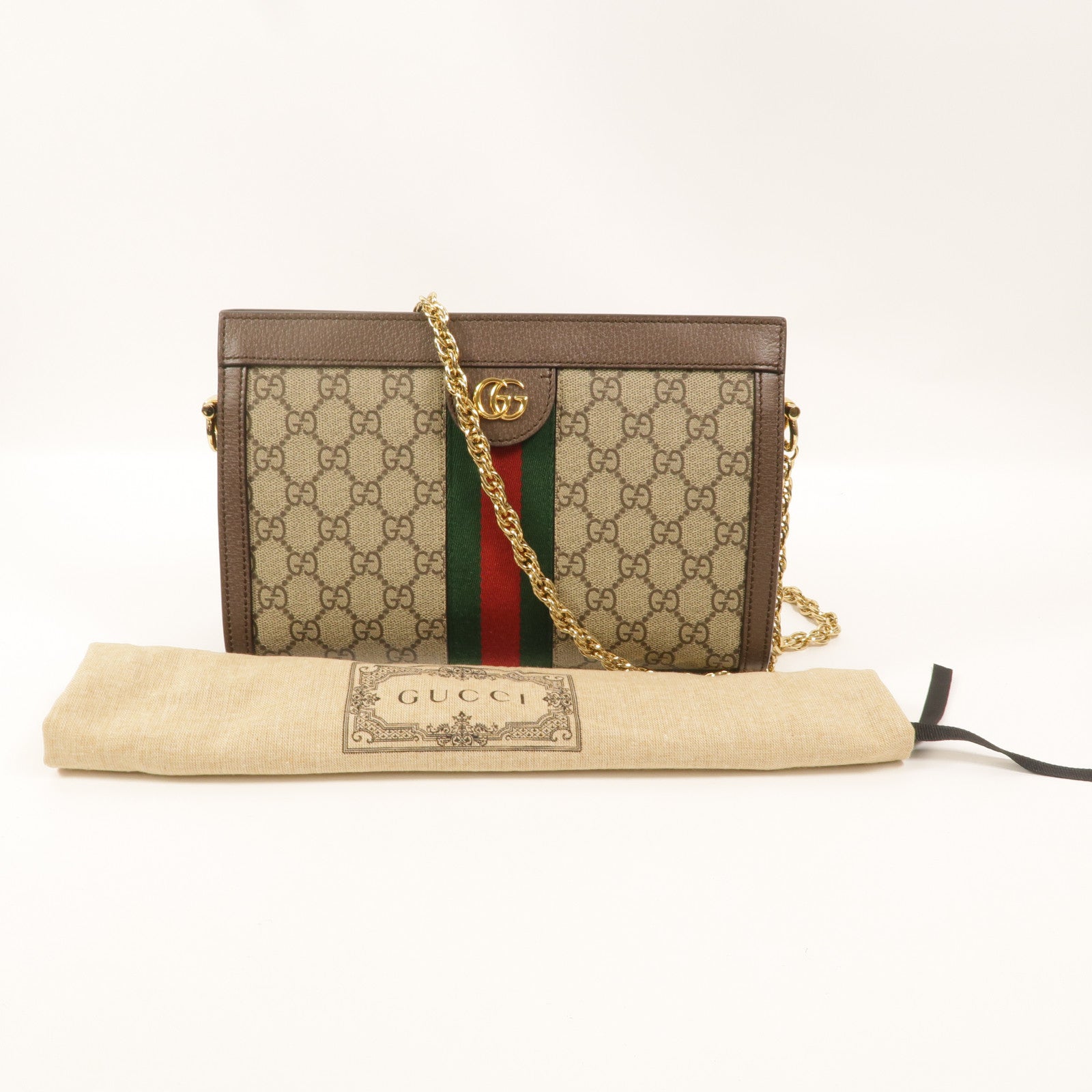 GUCCI 塗層帆布Ophidia GG Small鏈帶肩背袋