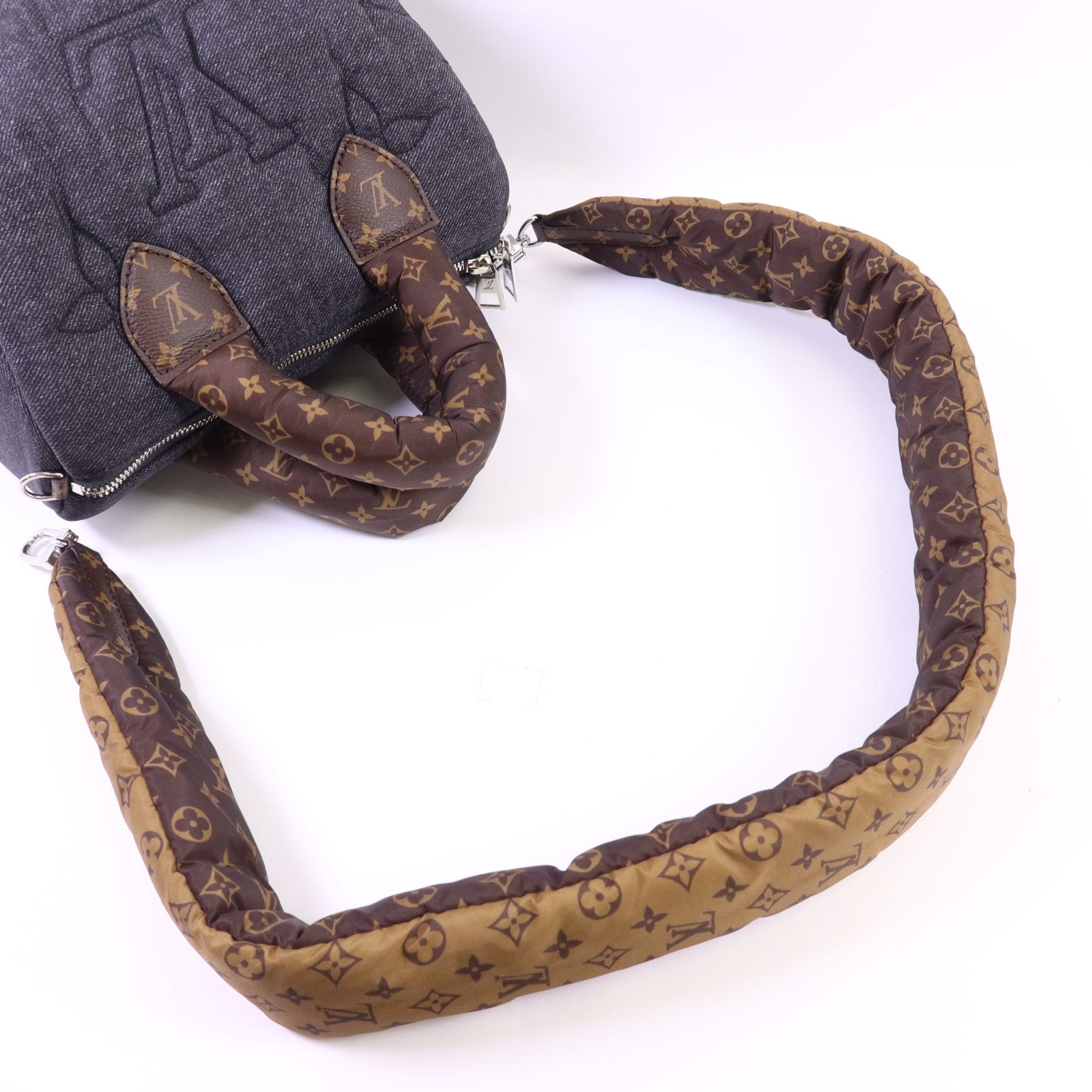 LOUIS VUITTON Puffygram Speedy Bandouliere 25銀扣手挽肩背兩用袋