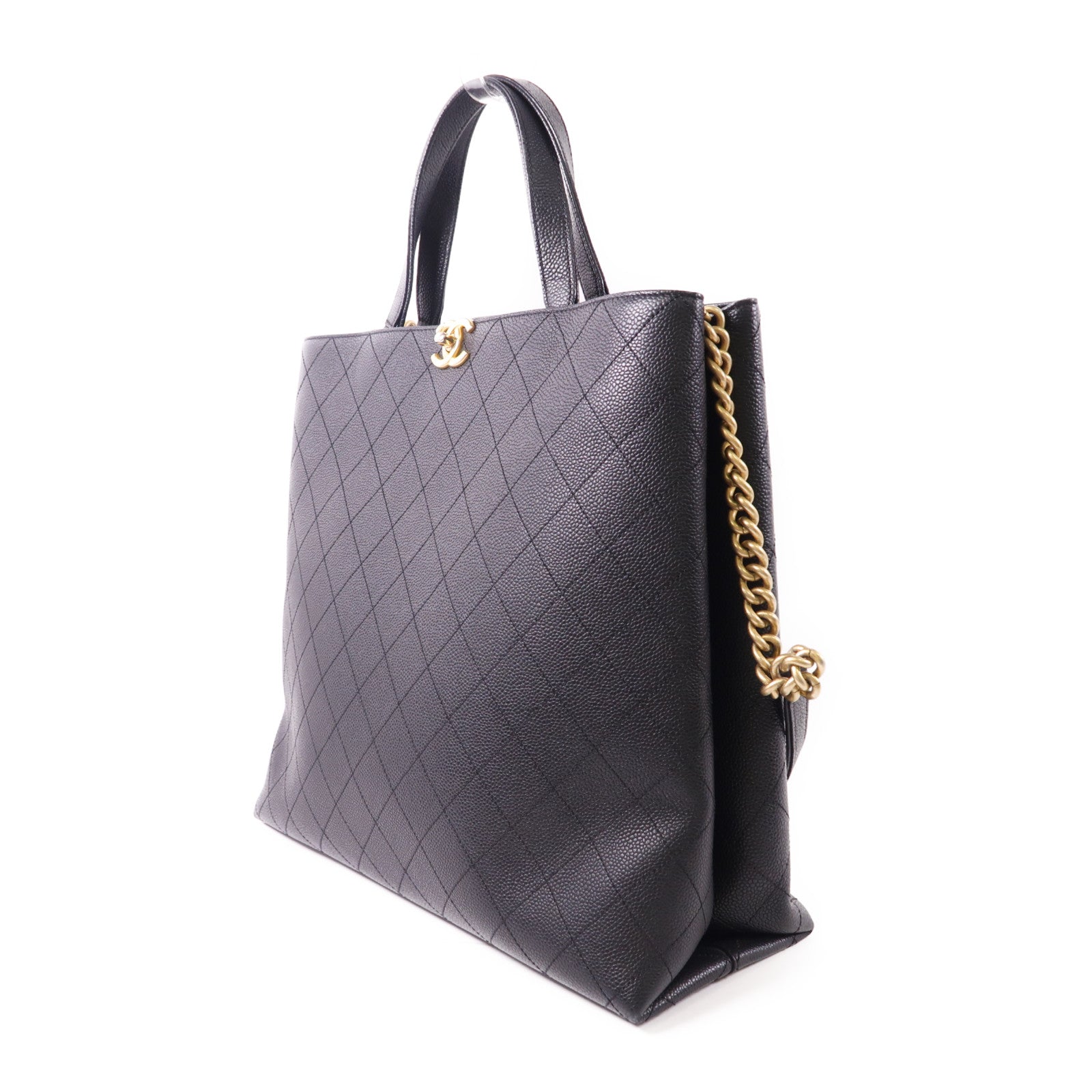 CHANEL 牛皮皮革Chain Shoulder金扣手挽肩背兩用袋