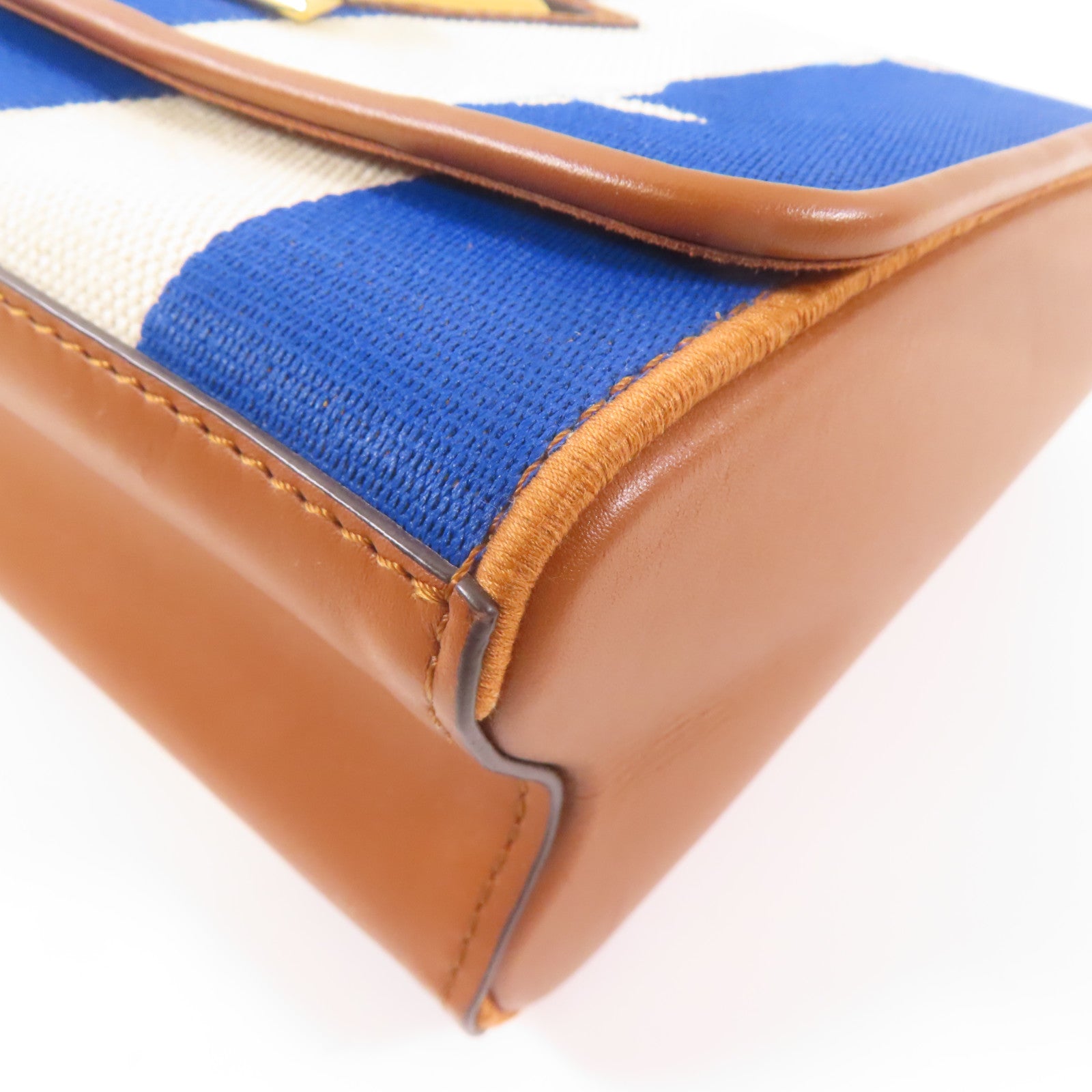 LOUIS VUITTON 帆布/皮革Twist金扣肩背袋藍色/白色/啡色